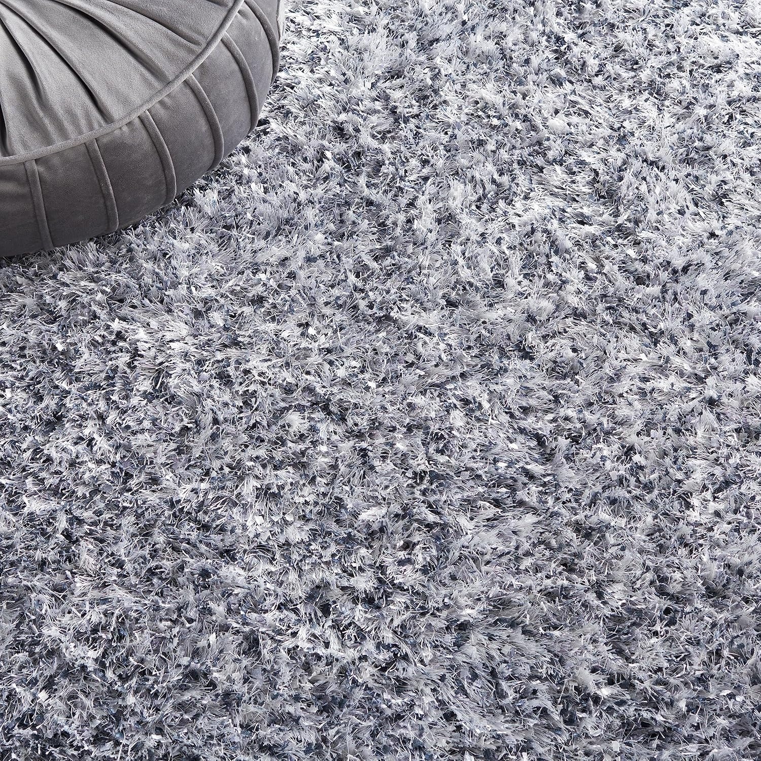 image:imageSAFAVIEH Malibu Shag Collection Area Rug 86 x 12 Silver Handmade Solid 14inch Thick Ideal for High Traffic Areas in Living Room Bedroom MLS431SSilver