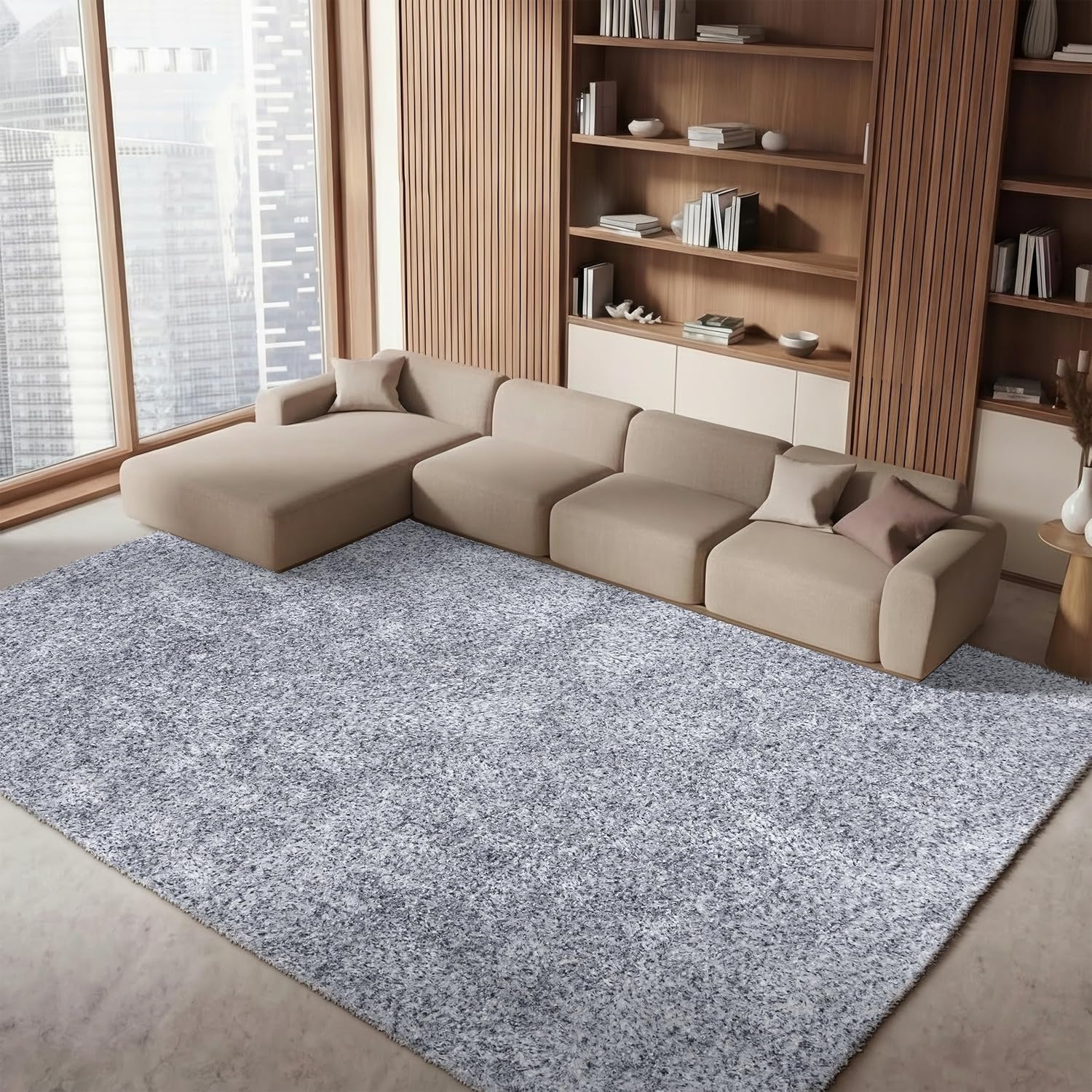 image:imageSAFAVIEH Malibu Shag Collection Area Rug 86 x 12 Silver Handmade Solid 14inch Thick Ideal for High Traffic Areas in Living Room Bedroom MLS431SSilver