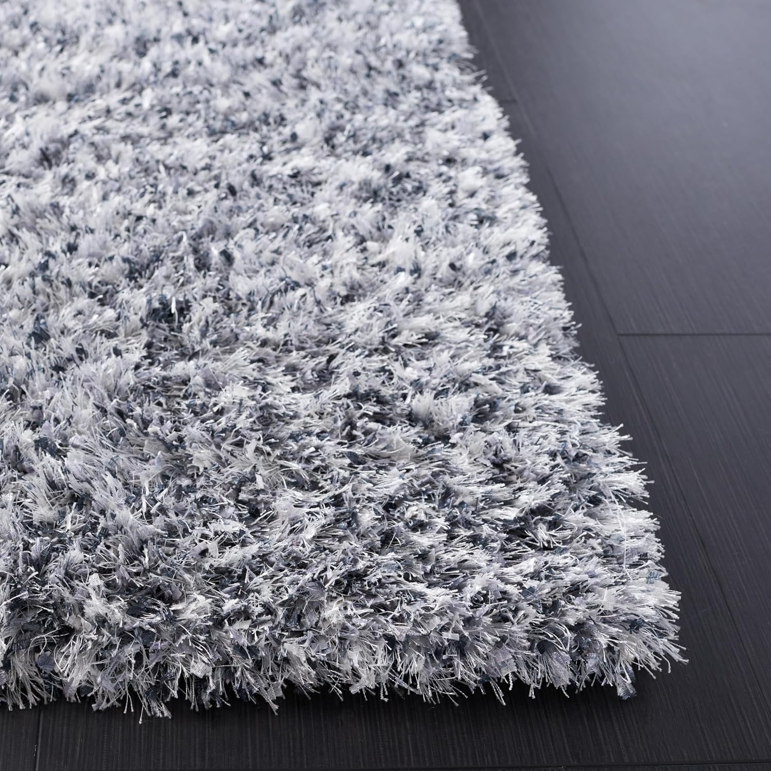 image:imageSAFAVIEH Malibu Shag Collection Area Rug 86 x 12 Silver Handmade Solid 14inch Thick Ideal for High Traffic Areas in Living Room Bedroom MLS431SSilver