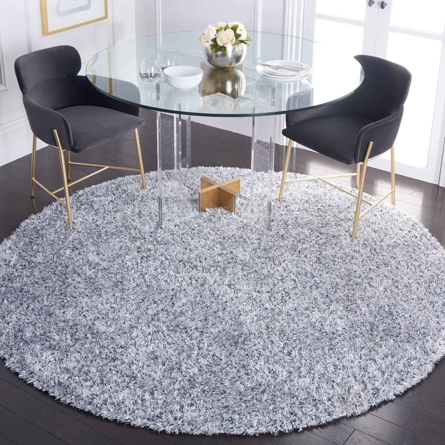 image:imageSAFAVIEH Malibu Shag Collection Area Rug 86 x 12 Silver Handmade Solid 14inch Thick Ideal for High Traffic Areas in Living Room Bedroom MLS431SSilver