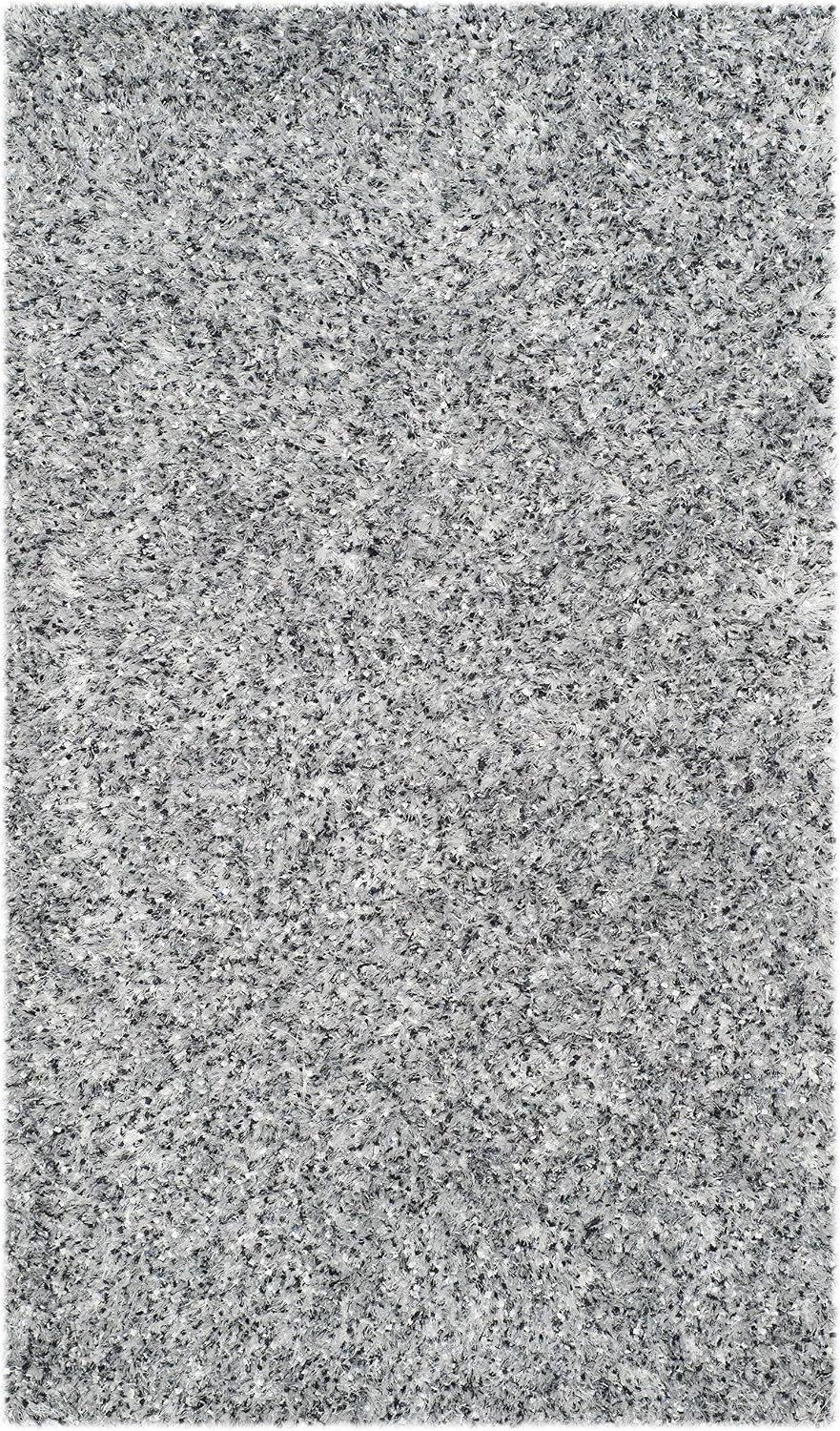 image:imageSAFAVIEH Malibu Shag Collection Area Rug 86 x 12 Silver Handmade Solid 14inch Thick Ideal for High Traffic Areas in Living Room Bedroom MLS431SSilver