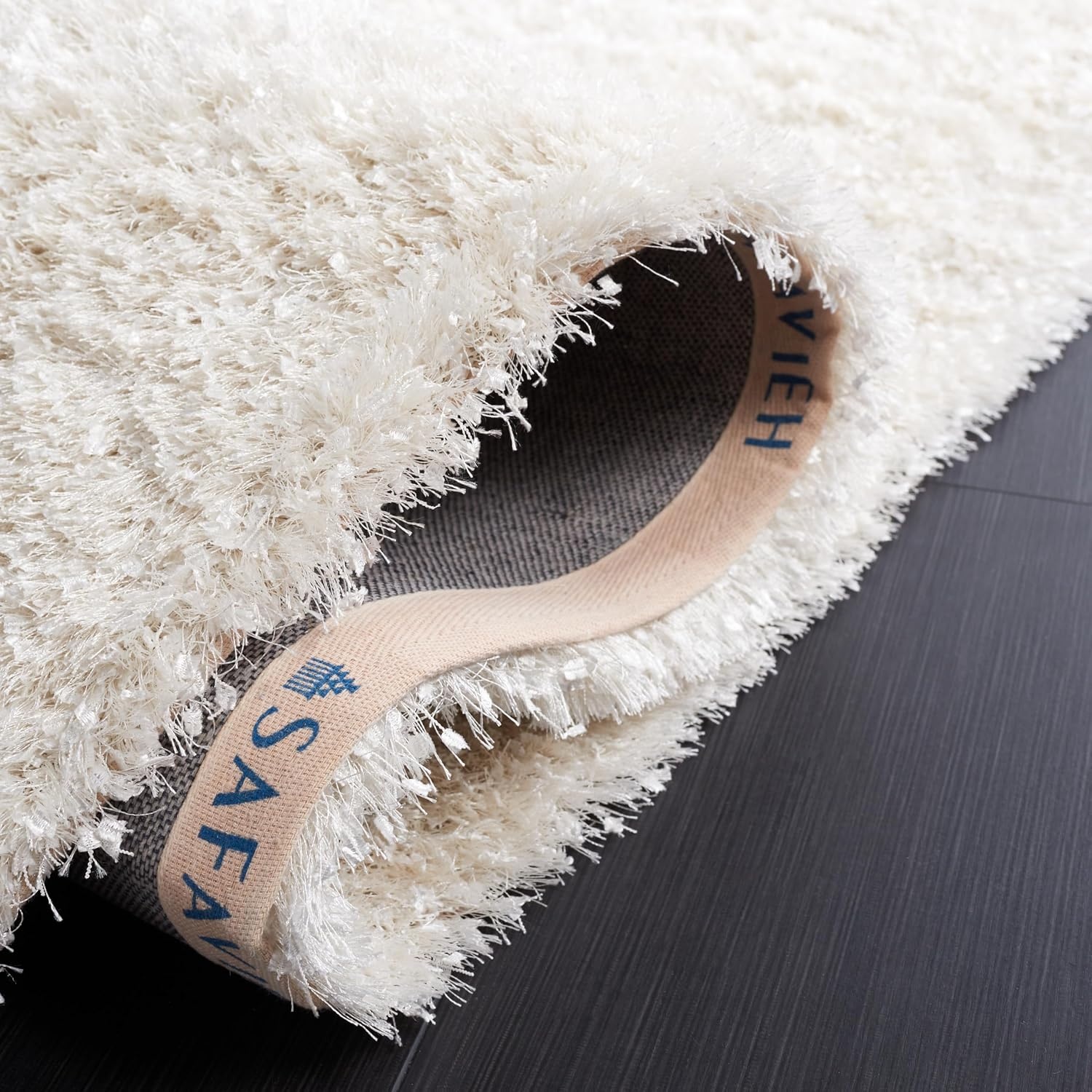 image:imageSAFAVIEH Malibu Shag Collection Area Rug 86 x 12 Silver Handmade Solid 14inch Thick Ideal for High Traffic Areas in Living Room Bedroom MLS431SWhite