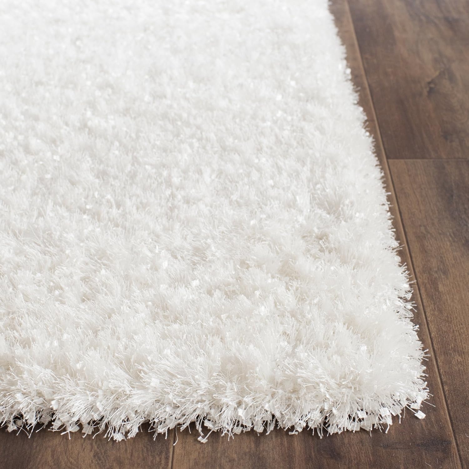 image:imageSAFAVIEH Malibu Shag Collection Area Rug 86 x 12 Silver Handmade Solid 14inch Thick Ideal for High Traffic Areas in Living Room Bedroom MLS431SWhite