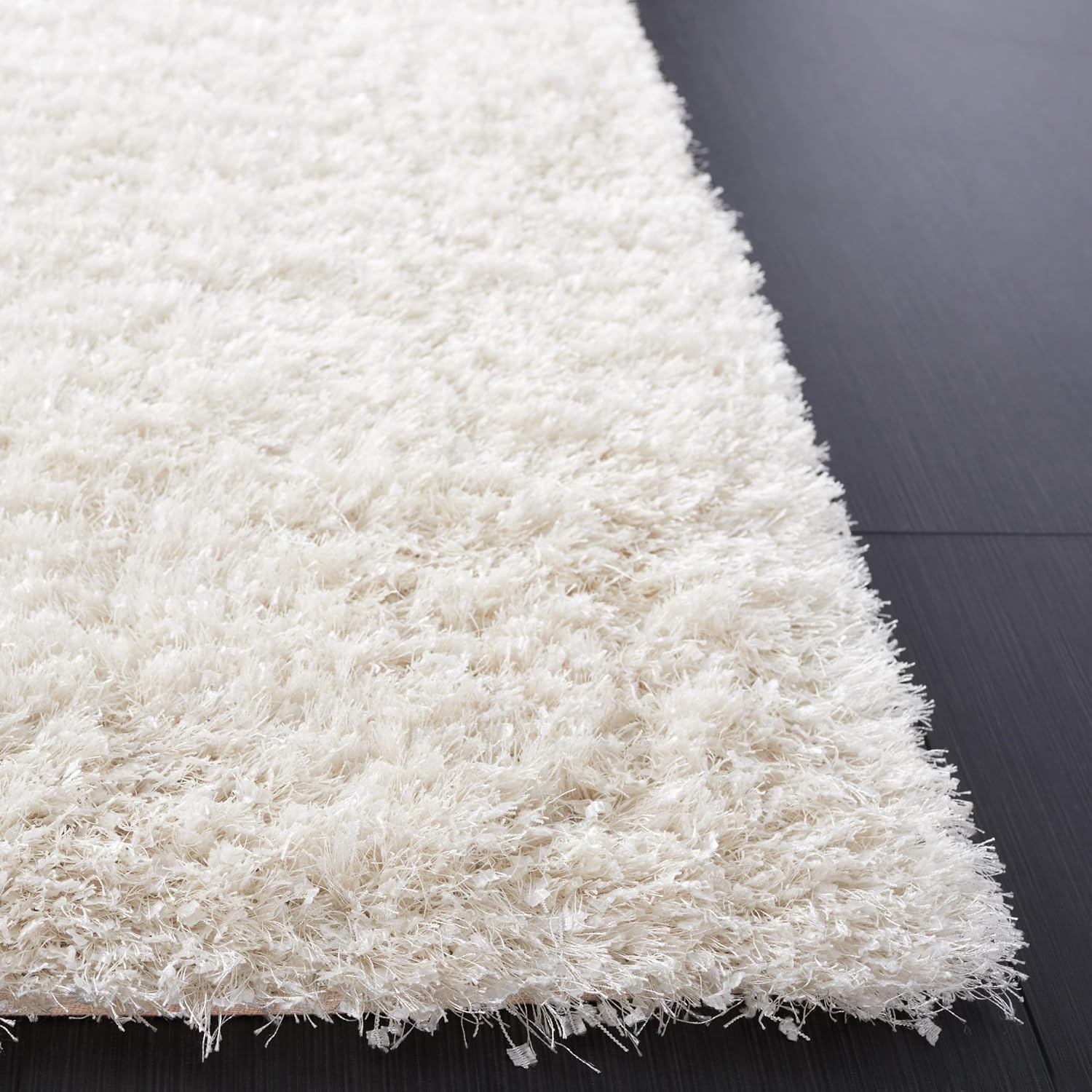 image:imageSAFAVIEH Malibu Shag Collection Area Rug 86 x 12 Silver Handmade Solid 14inch Thick Ideal for High Traffic Areas in Living Room Bedroom MLS431SWhite