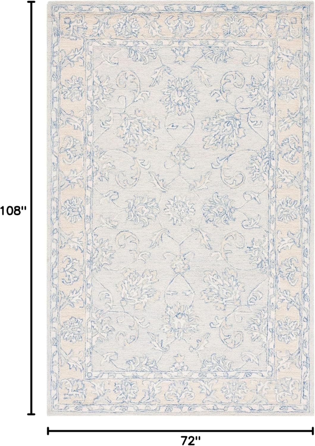 image:imageSAFAVIEH MicroLoop Collection 6 x 9 BlueBeige MLP535M Handmade Premium Wool Living Room Dining Bedroom Area RugBlueBeige