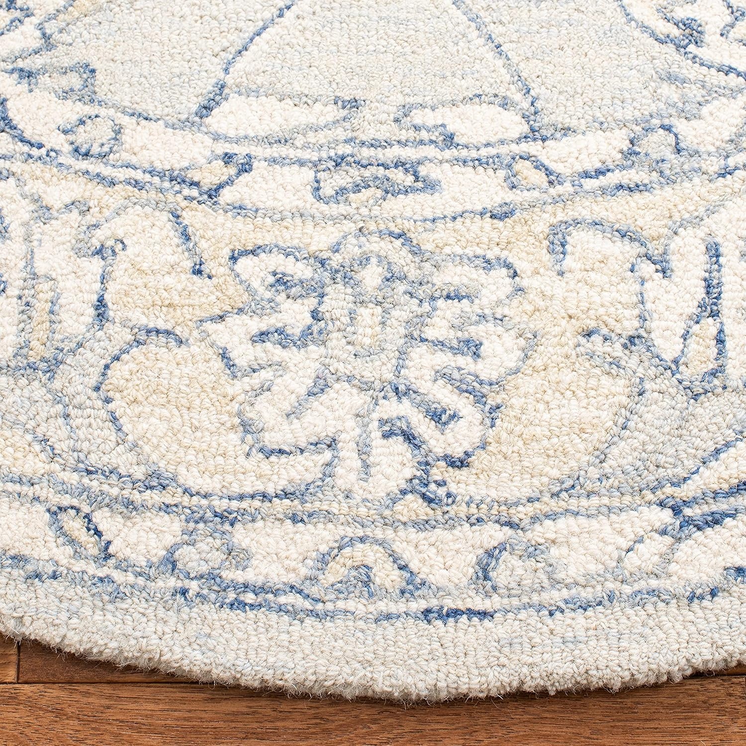 image:imageSAFAVIEH MicroLoop Collection 6 x 9 BlueBeige MLP535M Handmade Premium Wool Living Room Dining Bedroom Area RugBlueBeige