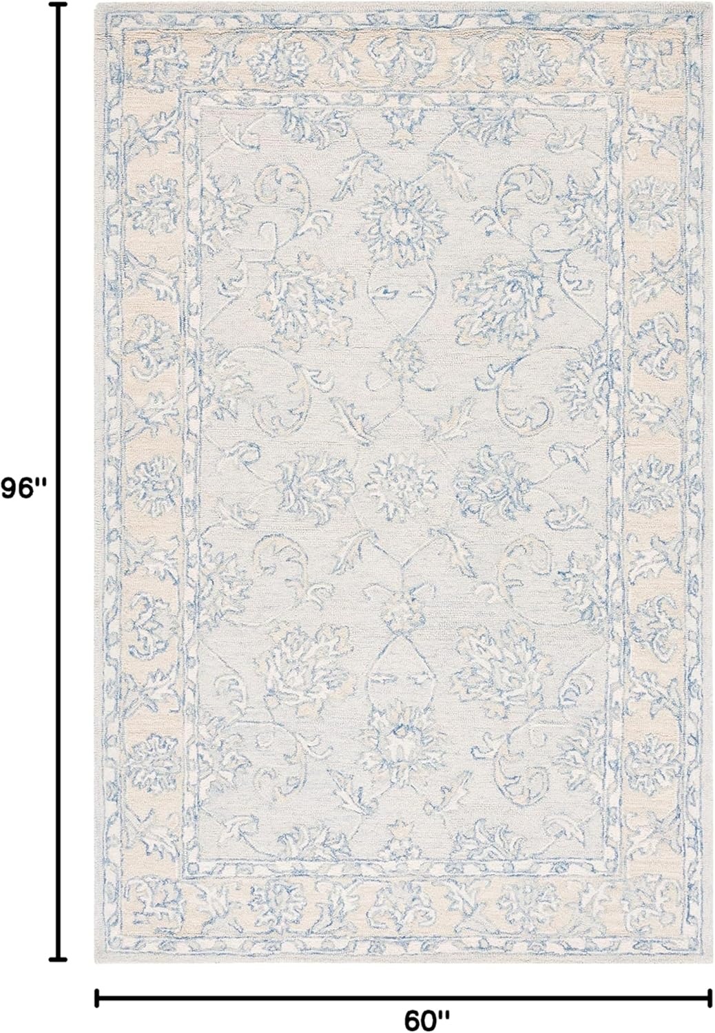 image:imageSAFAVIEH MicroLoop Collection 6 x 9 BlueBeige MLP535M Handmade Premium Wool Living Room Dining Bedroom Area RugBlueBeige