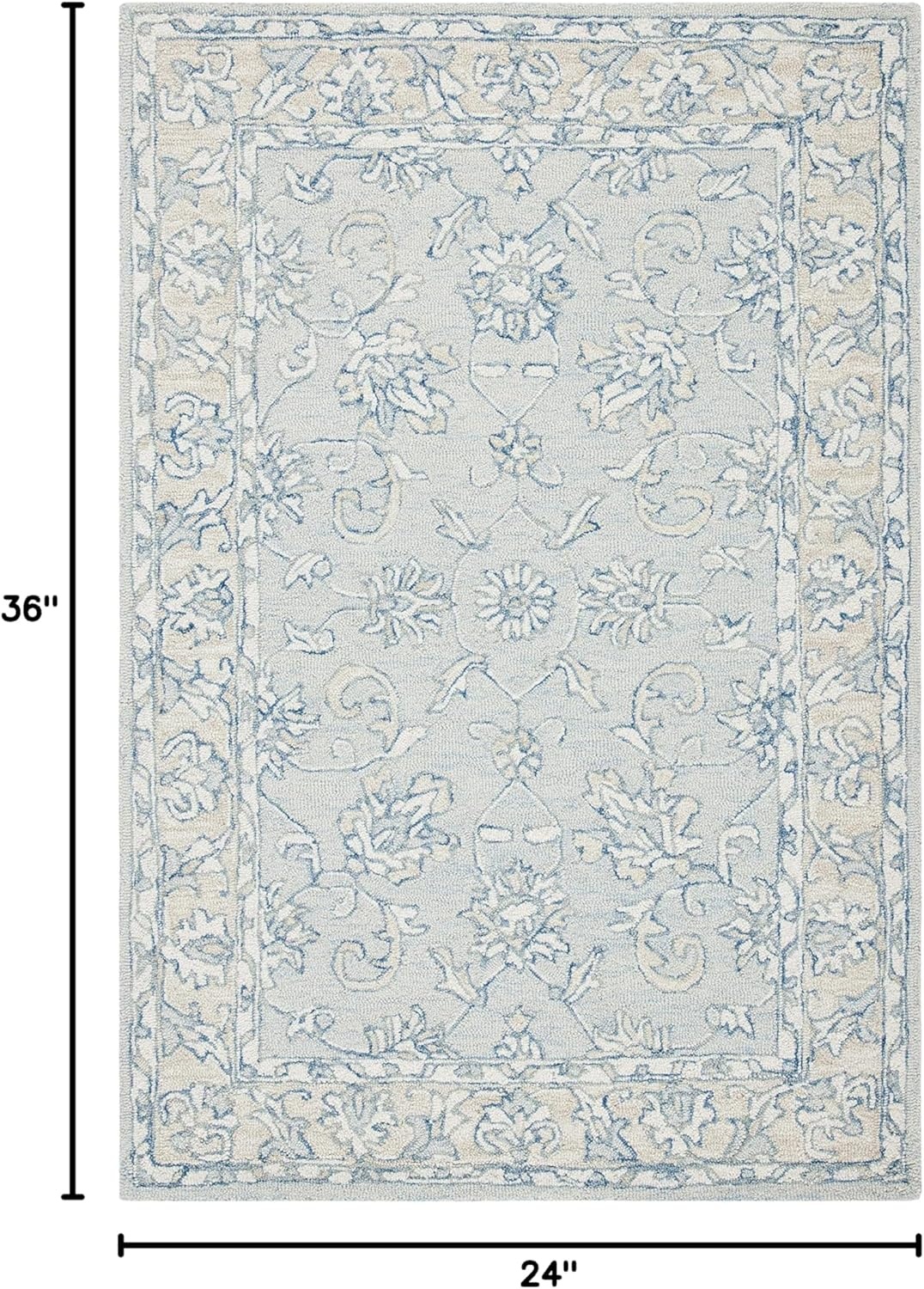 image:imageSAFAVIEH MicroLoop Collection 6 x 9 BlueBeige MLP535M Handmade Premium Wool Living Room Dining Bedroom Area RugBlueBeige