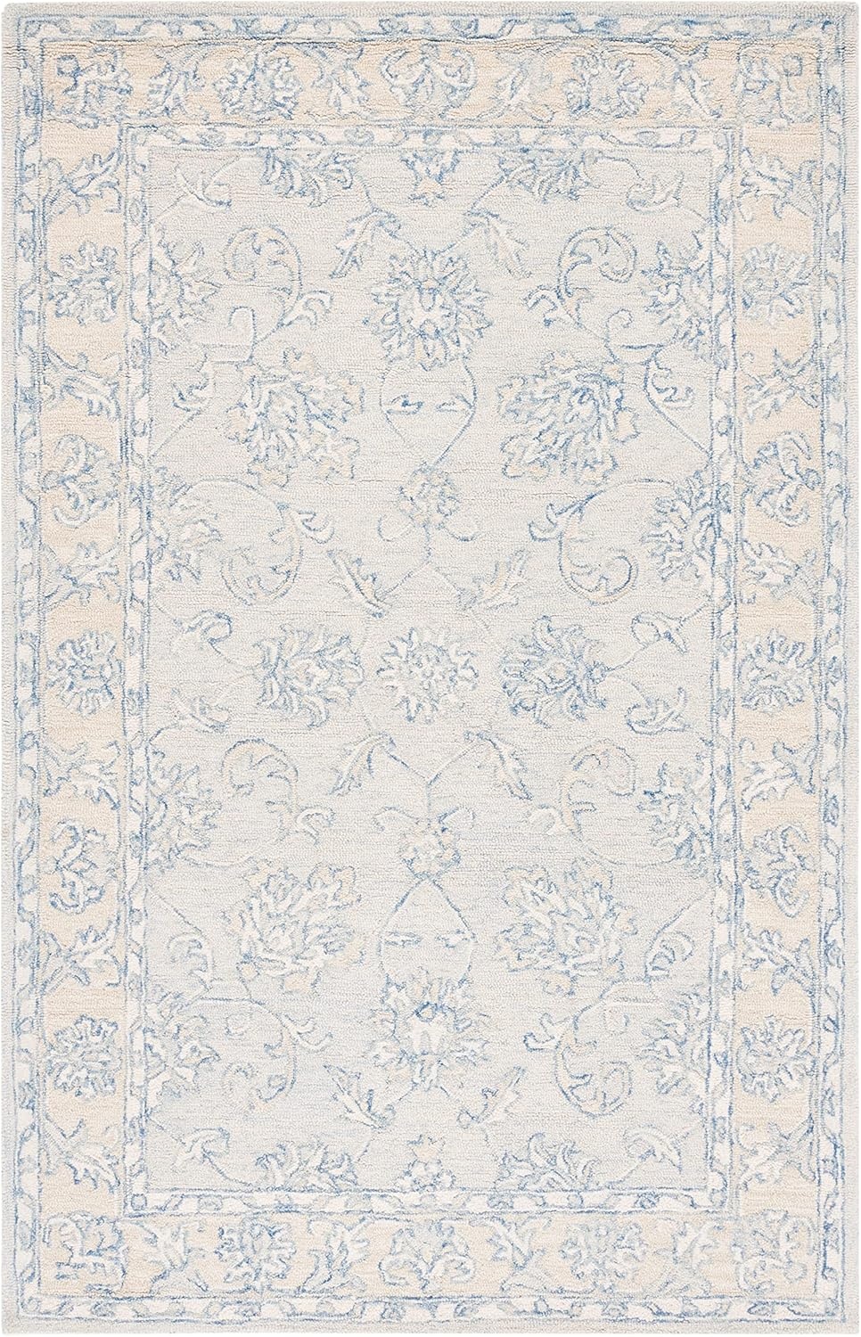 image:imageSAFAVIEH MicroLoop Collection 6 x 9 BlueBeige MLP535M Handmade Premium Wool Living Room Dining Bedroom Area RugBlueBeige