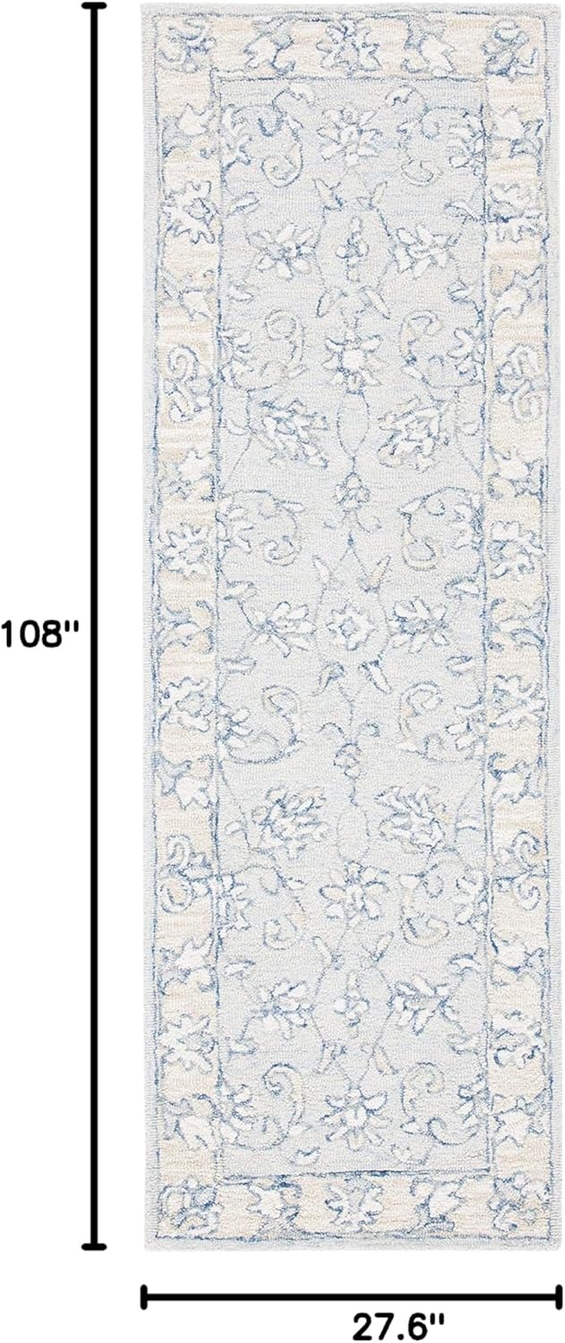 image:imageSAFAVIEH MicroLoop Collection 6 x 9 BlueBeige MLP535M Handmade Premium Wool Living Room Dining Bedroom Area RugBlueBeige