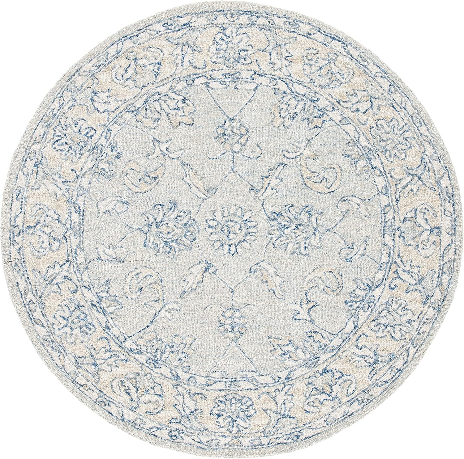 image:imageSAFAVIEH MicroLoop Collection 6 x 9 BlueBeige MLP535M Handmade Premium Wool Living Room Dining Bedroom Area RugBlueBeige