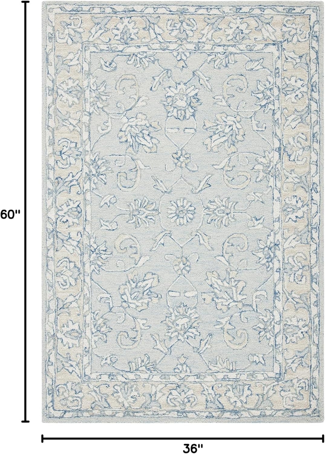 image:imageSAFAVIEH MicroLoop Collection 6 x 9 BlueBeige MLP535M Handmade Premium Wool Living Room Dining Bedroom Area RugBlueBeige