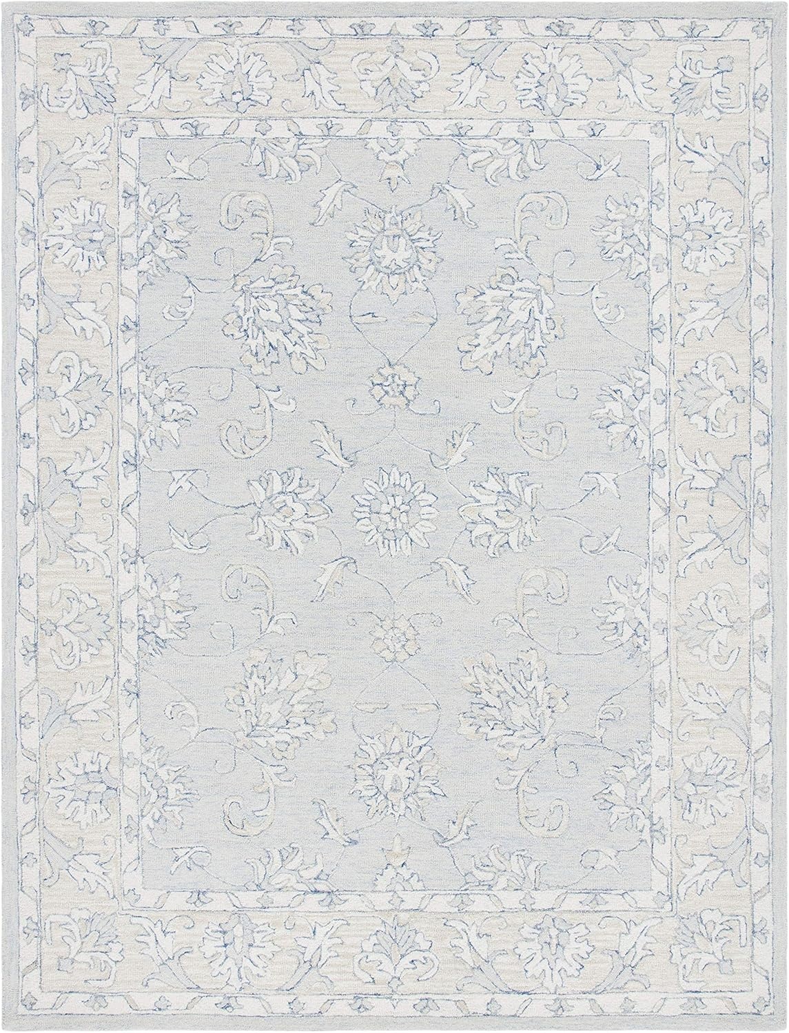 image:imageSAFAVIEH MicroLoop Collection 6 x 9 BlueBeige MLP535M Handmade Premium Wool Living Room Dining Bedroom Area RugBlueBeige