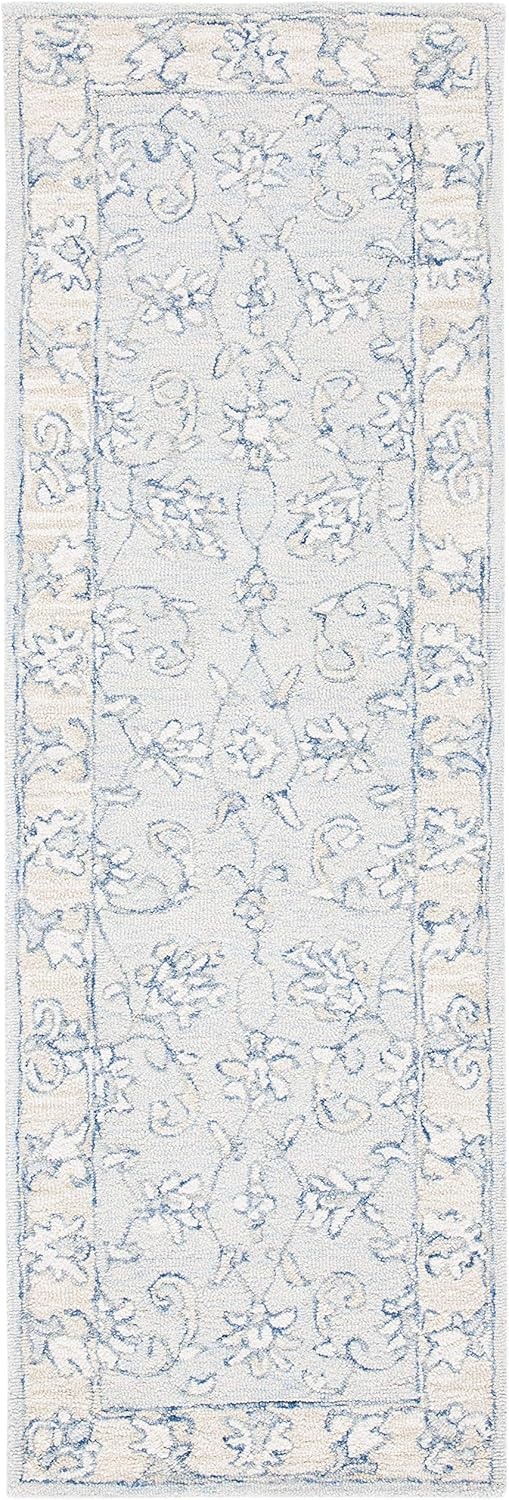 image:imageSAFAVIEH MicroLoop Collection 6 x 9 BlueBeige MLP535M Handmade Premium Wool Living Room Dining Bedroom Area RugBlueBeige