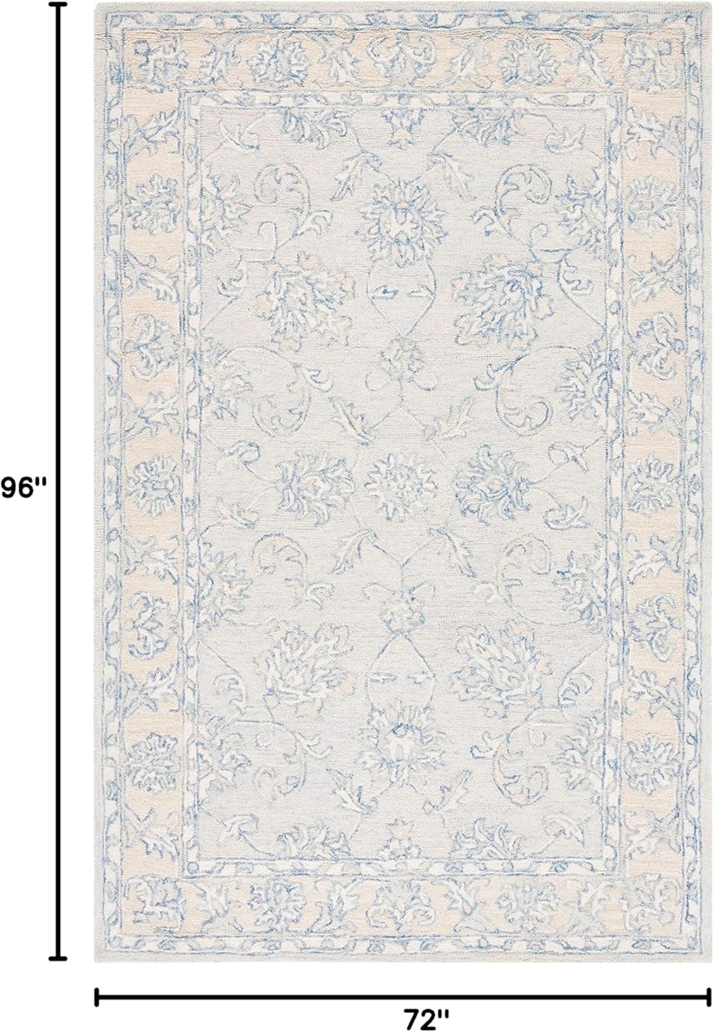 image:imageSAFAVIEH MicroLoop Collection 6 x 9 BlueBeige MLP535M Handmade Premium Wool Living Room Dining Bedroom Area RugBlueBeige