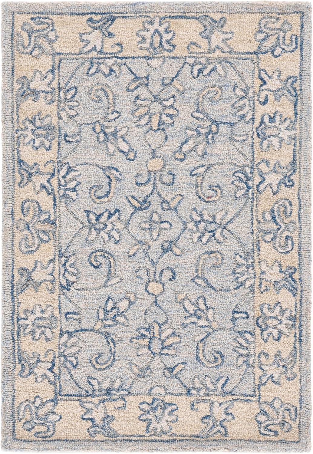 image:imageSAFAVIEH MicroLoop Collection 6 x 9 BlueBeige MLP535M Handmade Premium Wool Living Room Dining Bedroom Area RugBlueBeige