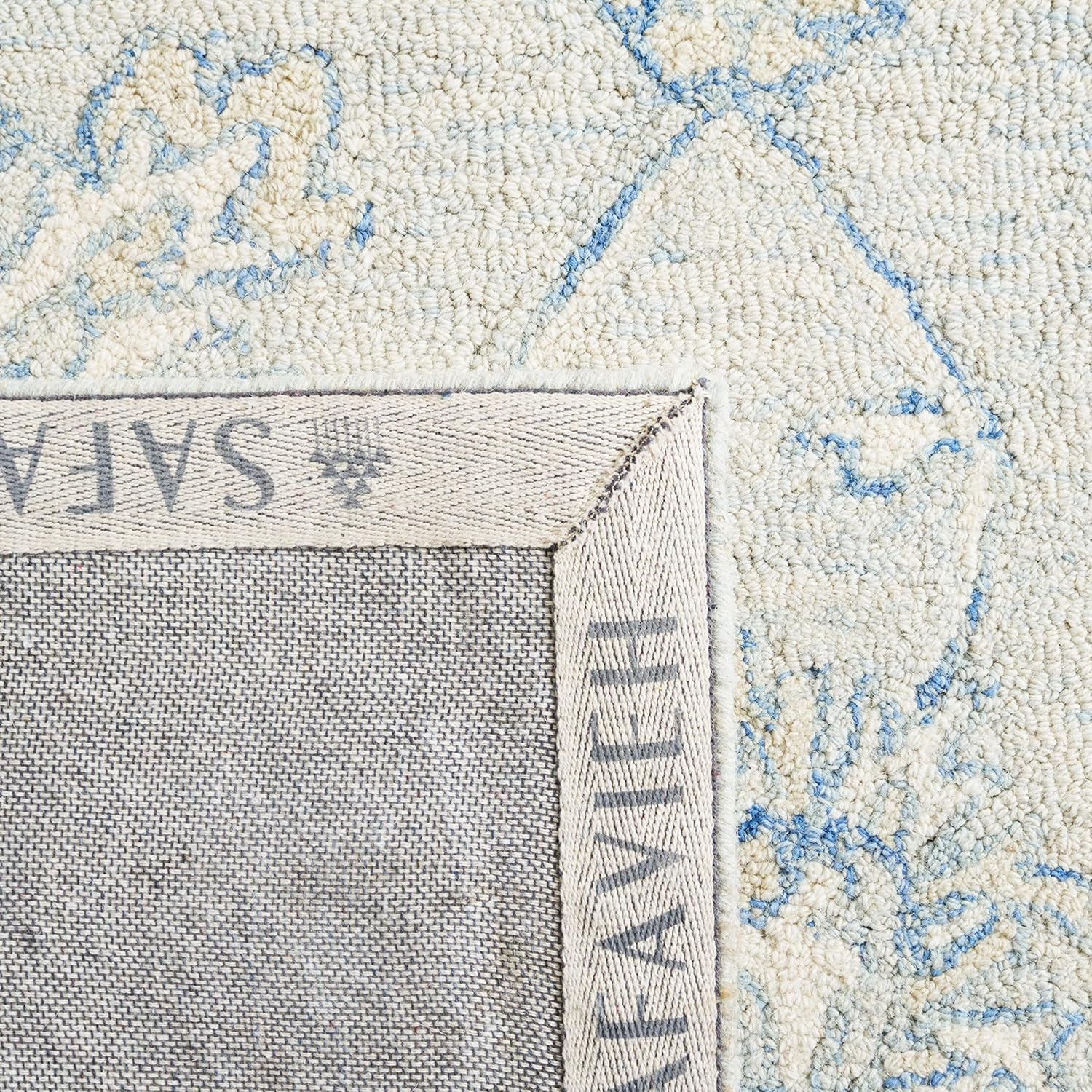 image:imageSAFAVIEH MicroLoop Collection 6 x 9 BlueBeige MLP535M Handmade Premium Wool Living Room Dining Bedroom Area RugBlueBeige