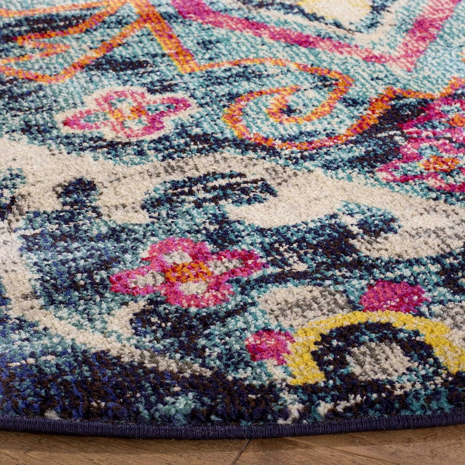 image:imageSAFAVIEH Monaco Collection Area Rug 8 x 10 Blue amp Fuchsia Boho Chic Medallion Distressed Design NonShedding amp Easy Care Ideal for High Traffic Areas in Living Room Bedroom MNC252JBlueFuchsia