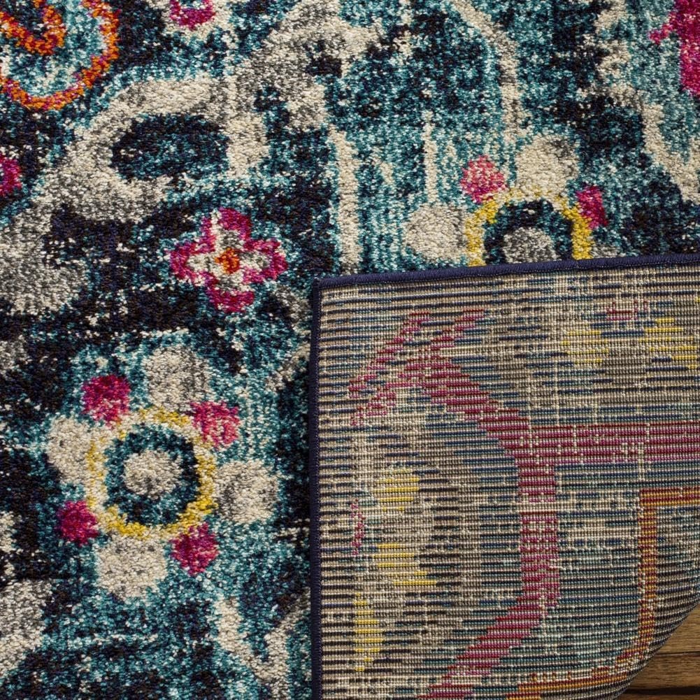 image:imageSAFAVIEH Monaco Collection Area Rug 8 x 10 Blue amp Fuchsia Boho Chic Medallion Distressed Design NonShedding amp Easy Care Ideal for High Traffic Areas in Living Room Bedroom MNC252JBlueFuchsia