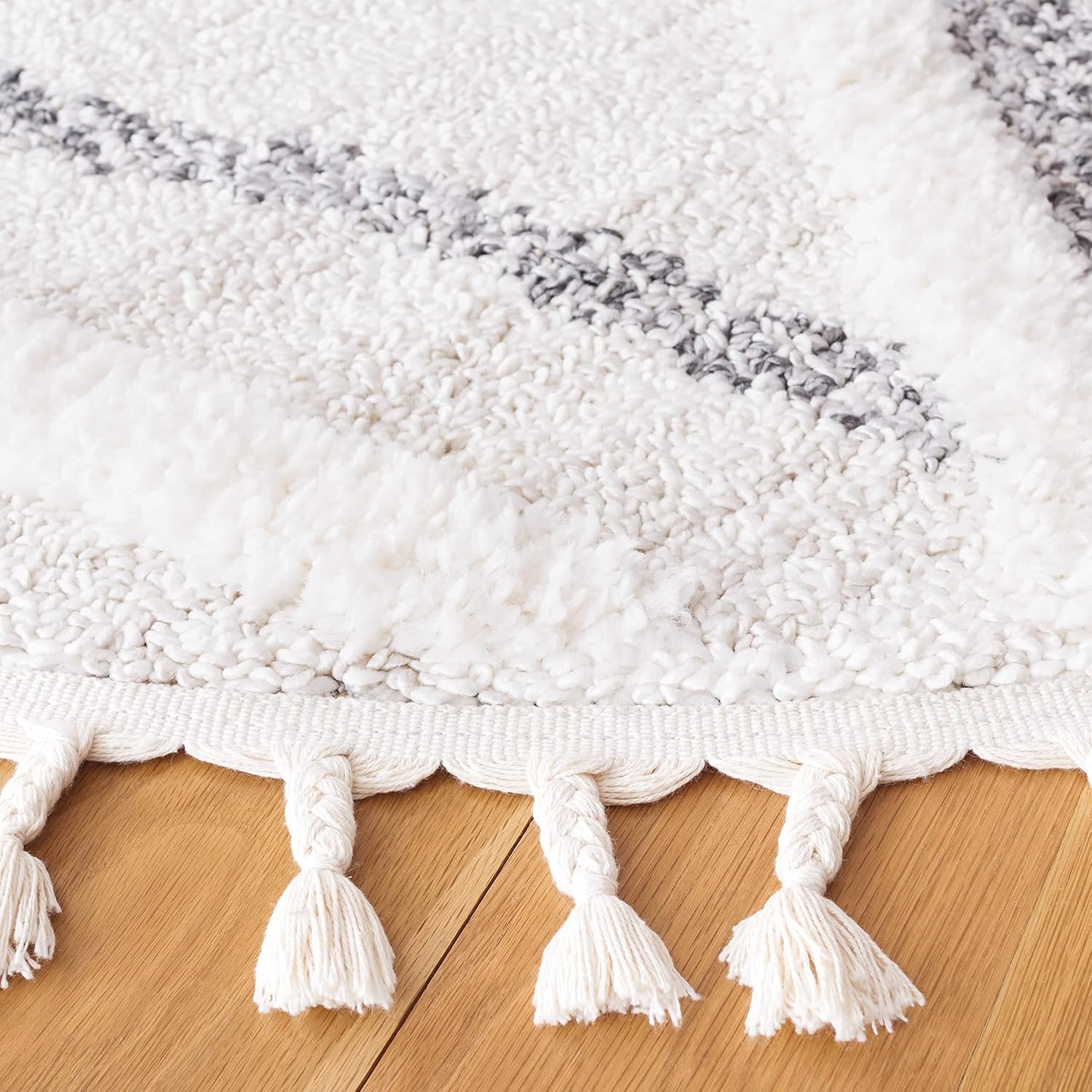 image:imageSAFAVIEH Moroccan Tassel Shag Collection Area Rug 9 x 12 Beige amp Grey Boho Design NonShedding amp Easy Care 2inch Thick Ideal for High Traffic Areas in Living Room Bedroom MTS638ABeigeGrey
