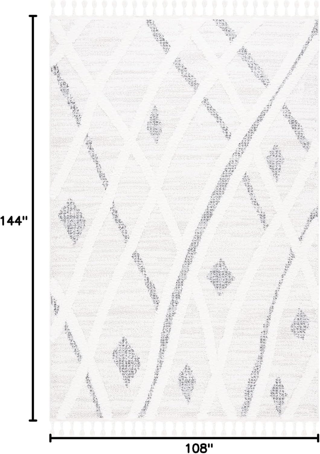 image:imageSAFAVIEH Moroccan Tassel Shag Collection Area Rug 9 x 12 Beige amp Grey Boho Design NonShedding amp Easy Care 2inch Thick Ideal for High Traffic Areas in Living Room Bedroom MTS638ABeigeGrey
