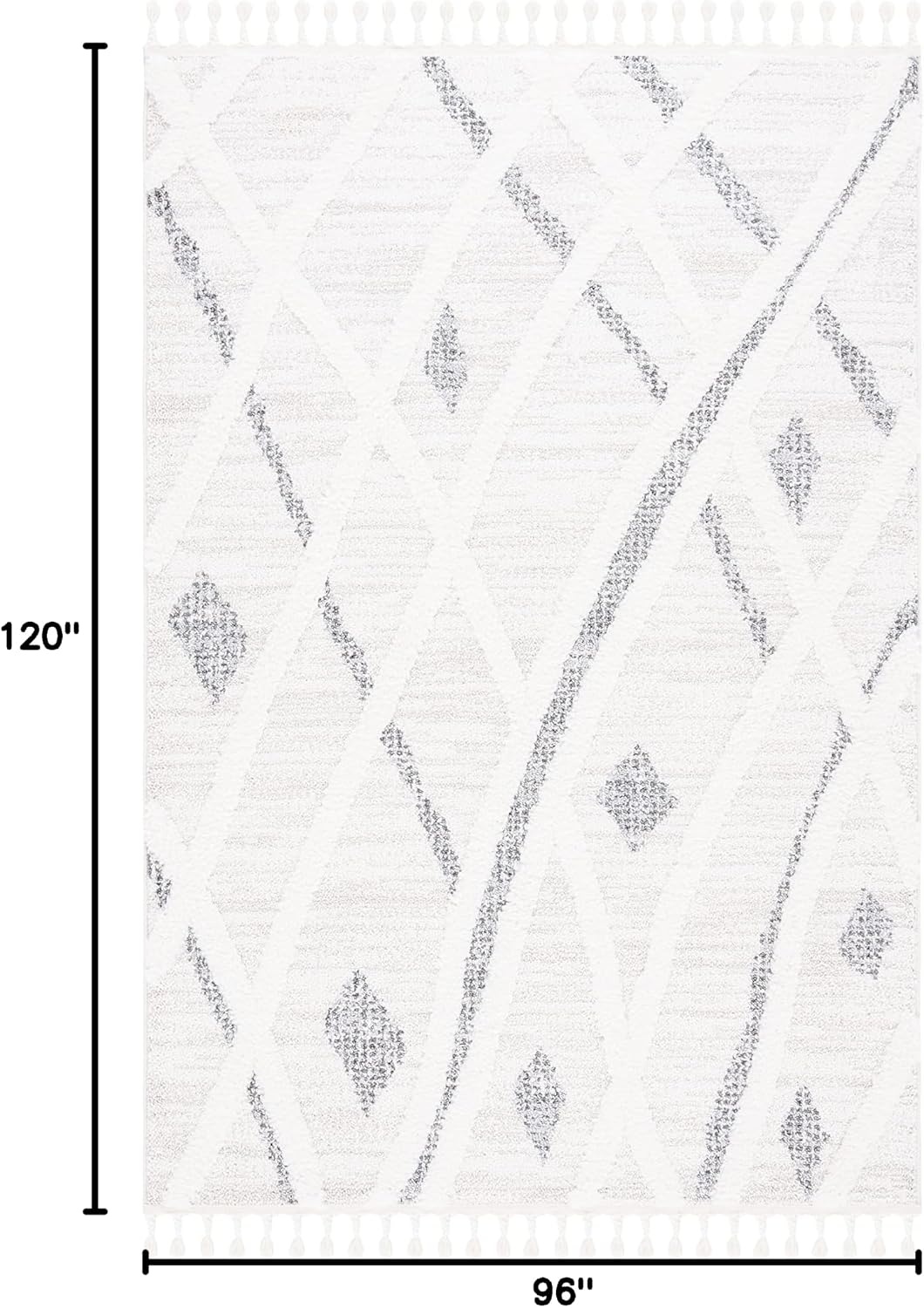 image:imageSAFAVIEH Moroccan Tassel Shag Collection Area Rug 9 x 12 Beige amp Grey Boho Design NonShedding amp Easy Care 2inch Thick Ideal for High Traffic Areas in Living Room Bedroom MTS638ABeigeGrey
