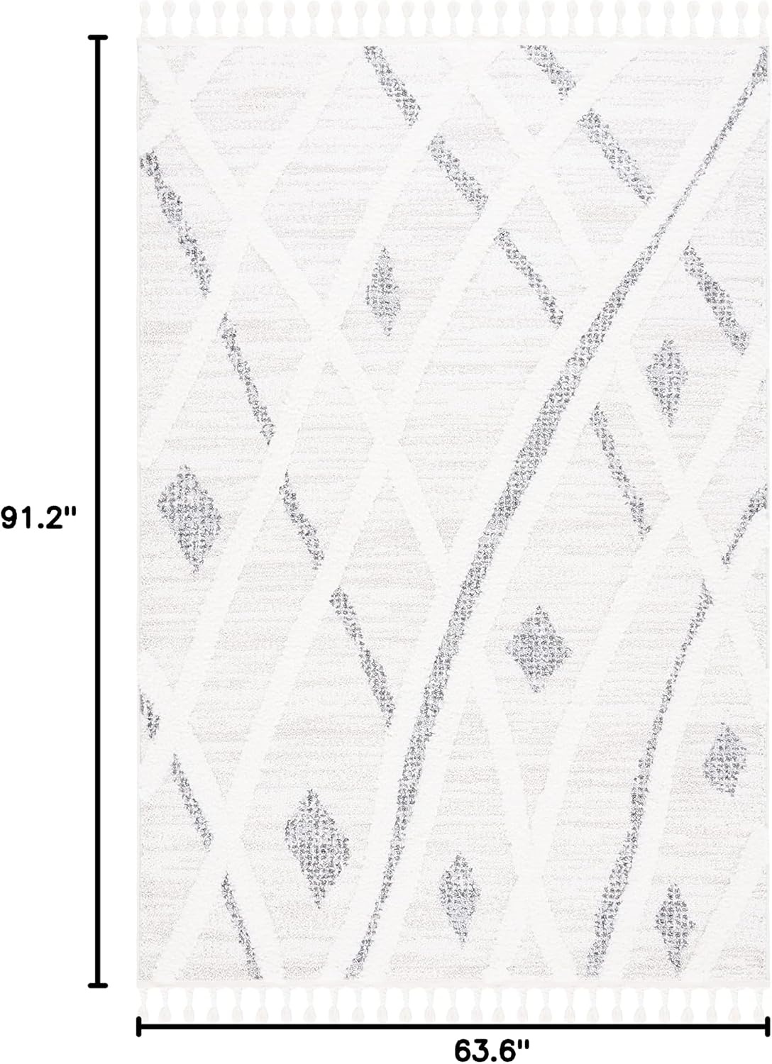 image:imageSAFAVIEH Moroccan Tassel Shag Collection Area Rug 9 x 12 Beige amp Grey Boho Design NonShedding amp Easy Care 2inch Thick Ideal for High Traffic Areas in Living Room Bedroom MTS638ABeigeGrey
