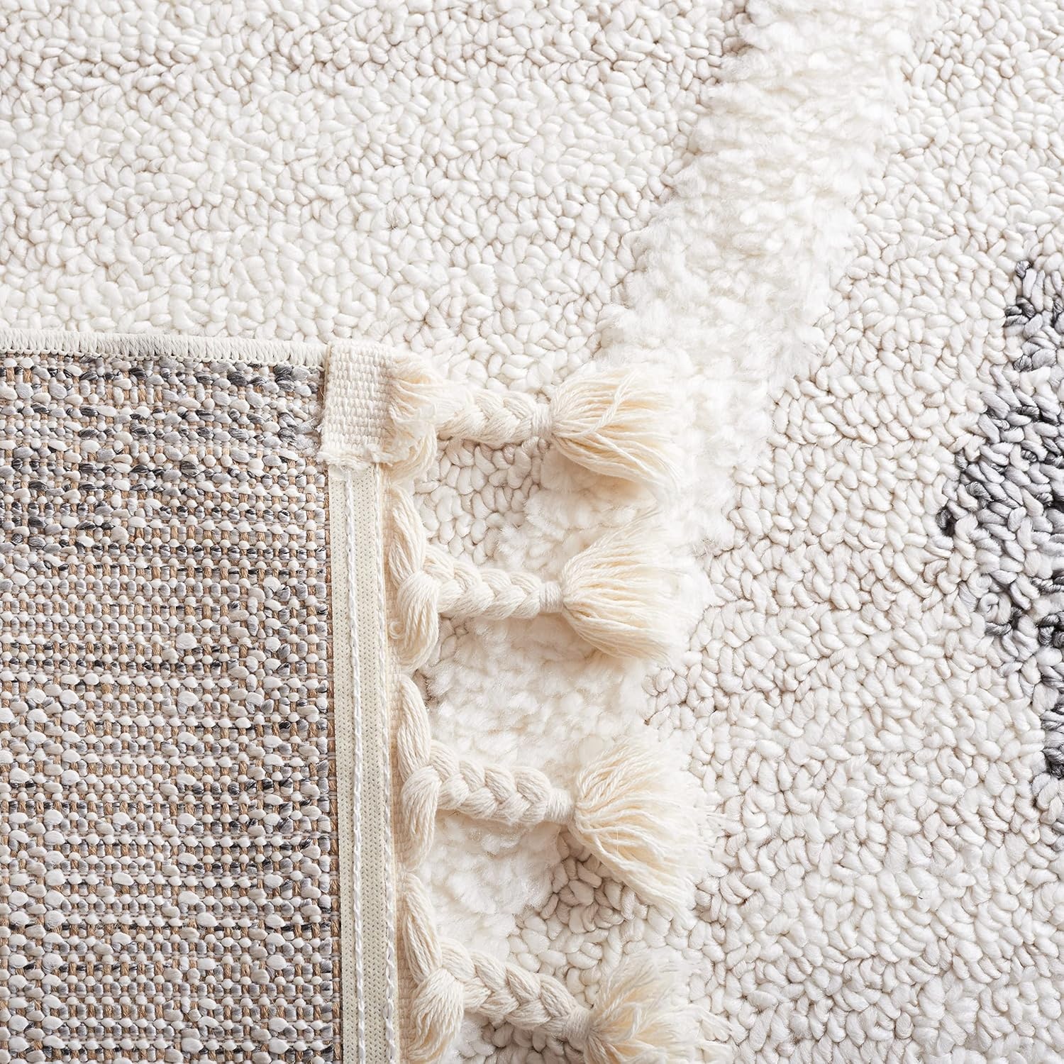 image:imageSAFAVIEH Moroccan Tassel Shag Collection Area Rug 9 x 12 Beige amp Grey Boho Design NonShedding amp Easy Care 2inch Thick Ideal for High Traffic Areas in Living Room Bedroom MTS638ABeigeGrey