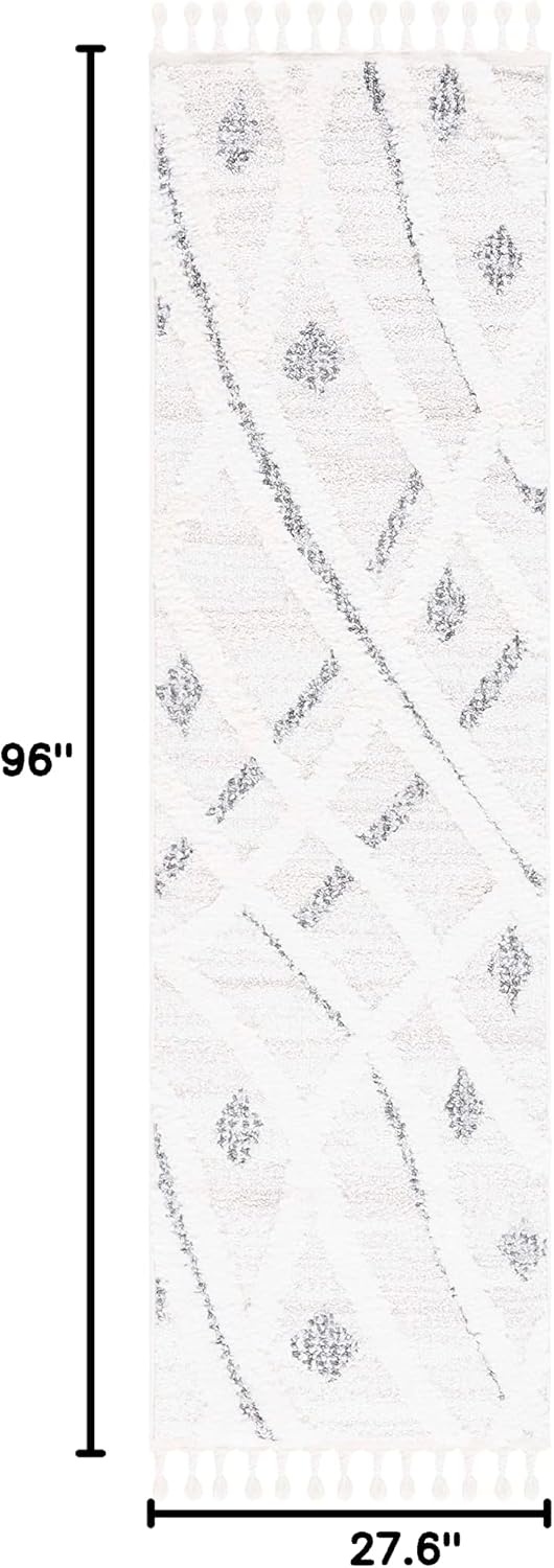 image:imageSAFAVIEH Moroccan Tassel Shag Collection Area Rug 9 x 12 Beige amp Grey Boho Design NonShedding amp Easy Care 2inch Thick Ideal for High Traffic Areas in Living Room Bedroom MTS638ABeigeGrey