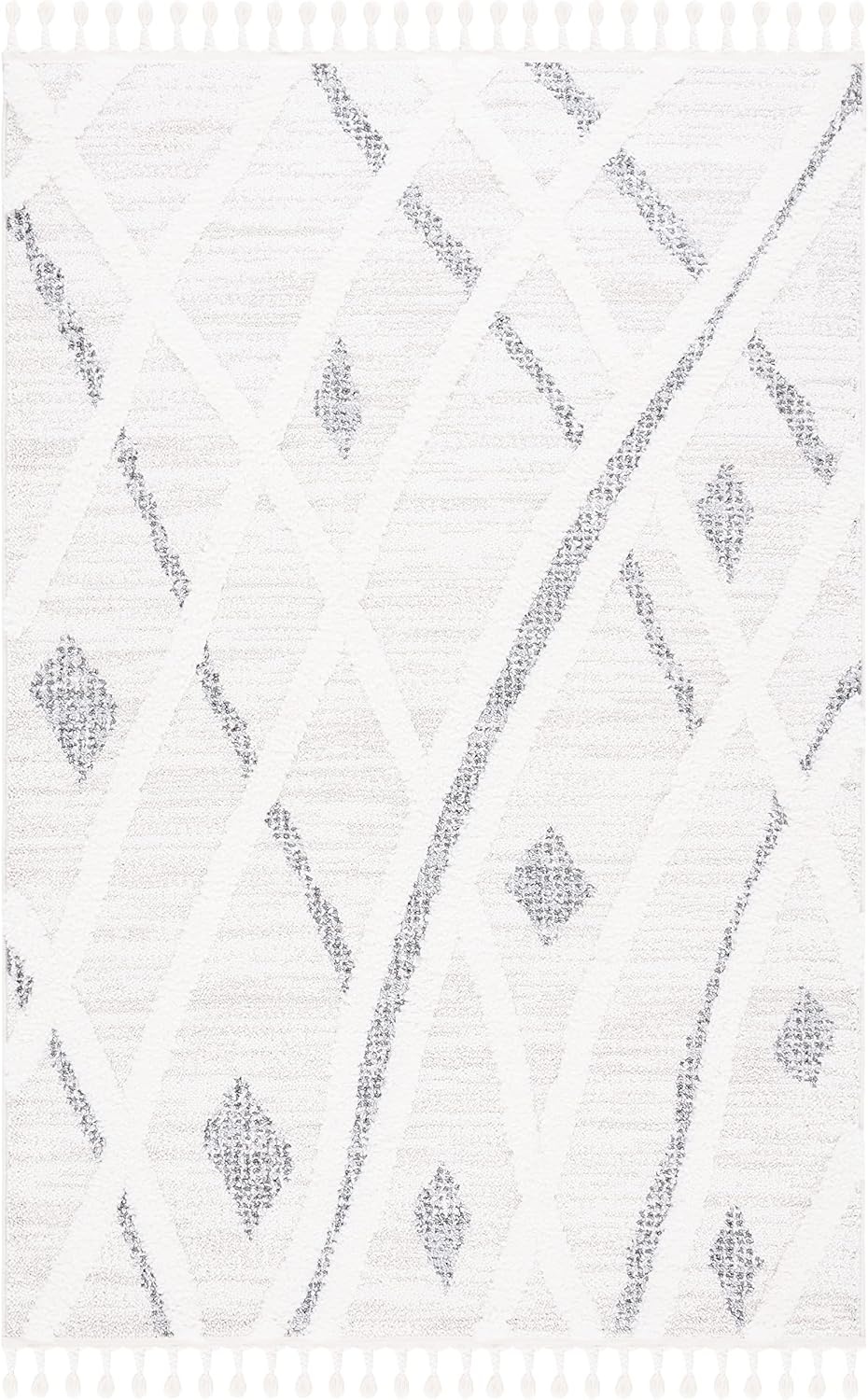 image:imageSAFAVIEH Moroccan Tassel Shag Collection Area Rug 9 x 12 Beige amp Grey Boho Design NonShedding amp Easy Care 2inch Thick Ideal for High Traffic Areas in Living Room Bedroom MTS638ABeigeGrey