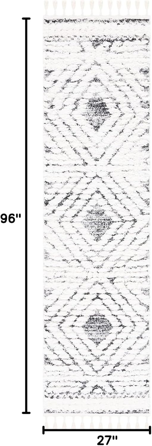 image:imageSAFAVIEH Moroccan Tassel Shag Collection Area Rug 9 x 12 Ivory amp Grey Boho Design NonShedding amp Easy Care 2inch Thick Ideal for High Traffic Areas in Living Room Bedroom MTS614AIvoryGrey