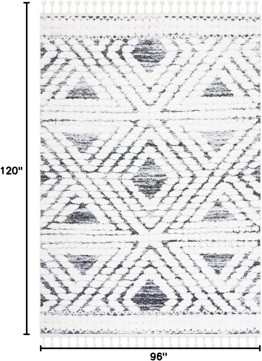 image:imageSAFAVIEH Moroccan Tassel Shag Collection Area Rug 9 x 12 Ivory amp Grey Boho Design NonShedding amp Easy Care 2inch Thick Ideal for High Traffic Areas in Living Room Bedroom MTS614AIvoryGrey