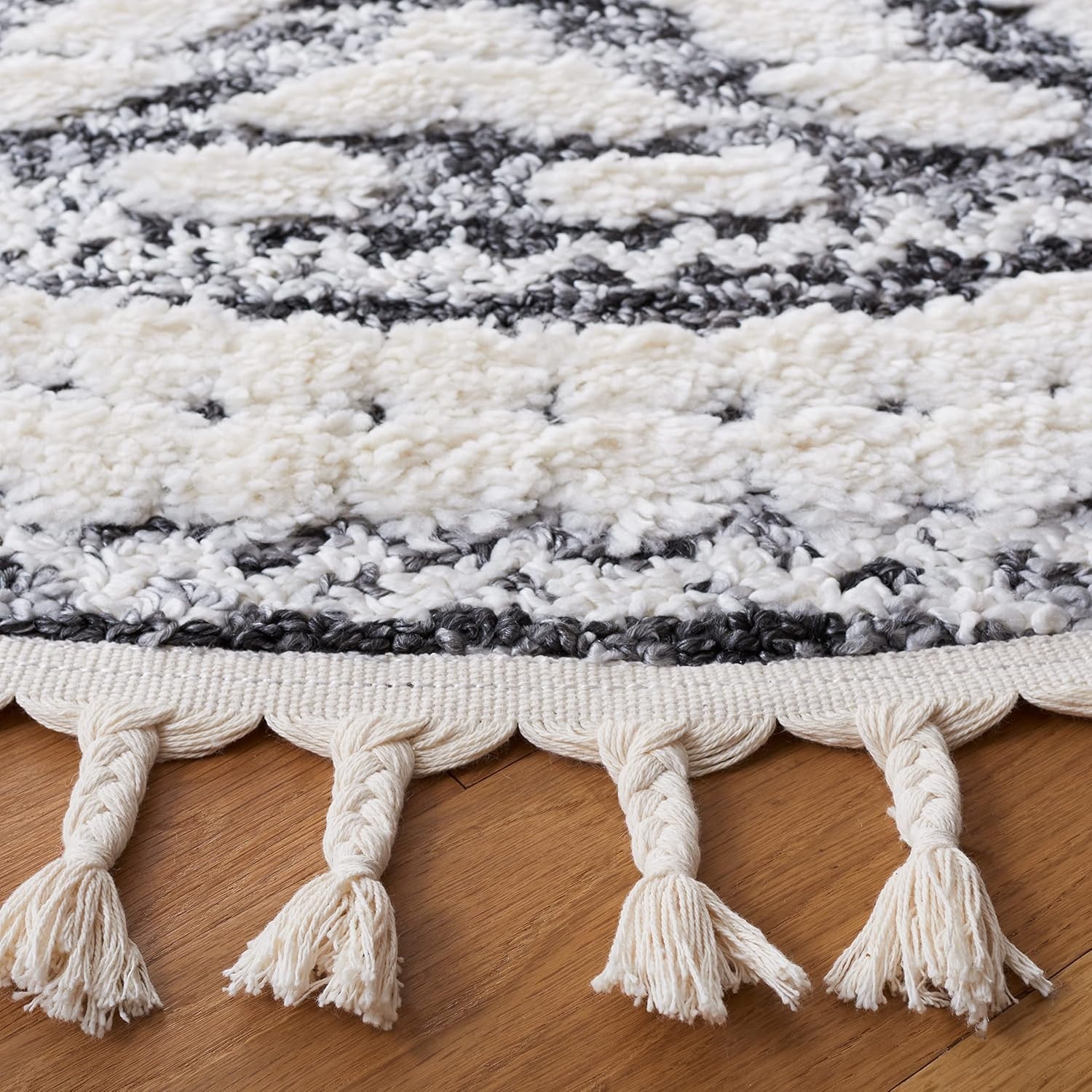 image:imageSAFAVIEH Moroccan Tassel Shag Collection Area Rug 9 x 12 Ivory amp Grey Boho Design NonShedding amp Easy Care 2inch Thick Ideal for High Traffic Areas in Living Room Bedroom MTS614AIvoryGrey