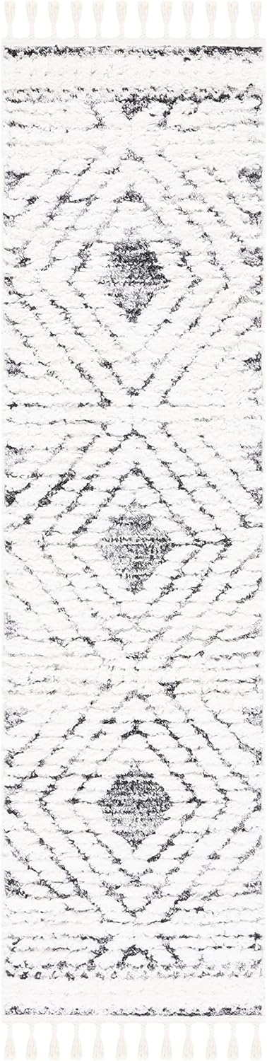 image:imageSAFAVIEH Moroccan Tassel Shag Collection Area Rug 9 x 12 Ivory amp Grey Boho Design NonShedding amp Easy Care 2inch Thick Ideal for High Traffic Areas in Living Room Bedroom MTS614AIvoryGrey