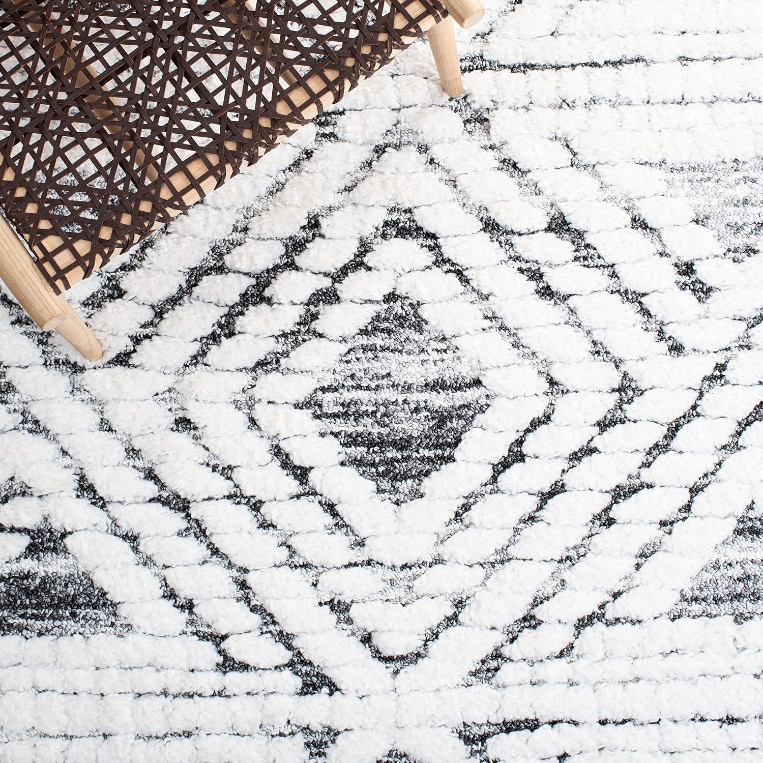 image:imageSAFAVIEH Moroccan Tassel Shag Collection Area Rug 9 x 12 Ivory amp Grey Boho Design NonShedding amp Easy Care 2inch Thick Ideal for High Traffic Areas in Living Room Bedroom MTS614AIvoryGrey