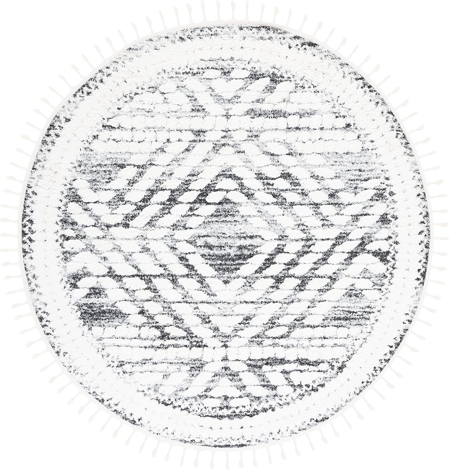 image:imageSAFAVIEH Moroccan Tassel Shag Collection Area Rug 9 x 12 Ivory amp Grey Boho Design NonShedding amp Easy Care 2inch Thick Ideal for High Traffic Areas in Living Room Bedroom MTS614AIvoryGrey