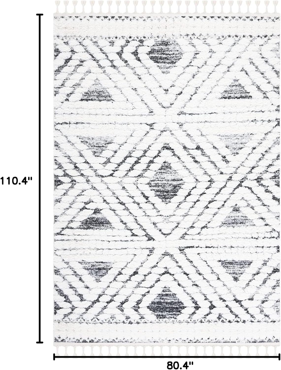 image:imageSAFAVIEH Moroccan Tassel Shag Collection Area Rug 9 x 12 Ivory amp Grey Boho Design NonShedding amp Easy Care 2inch Thick Ideal for High Traffic Areas in Living Room Bedroom MTS614AIvoryGrey