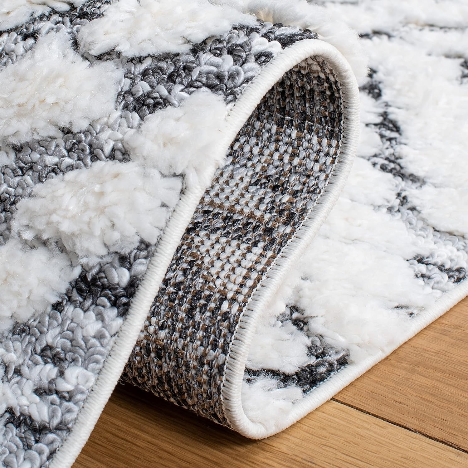 image:imageSAFAVIEH Moroccan Tassel Shag Collection Area Rug 9 x 12 Ivory amp Grey Boho Design NonShedding amp Easy Care 2inch Thick Ideal for High Traffic Areas in Living Room Bedroom MTS614AIvoryGrey