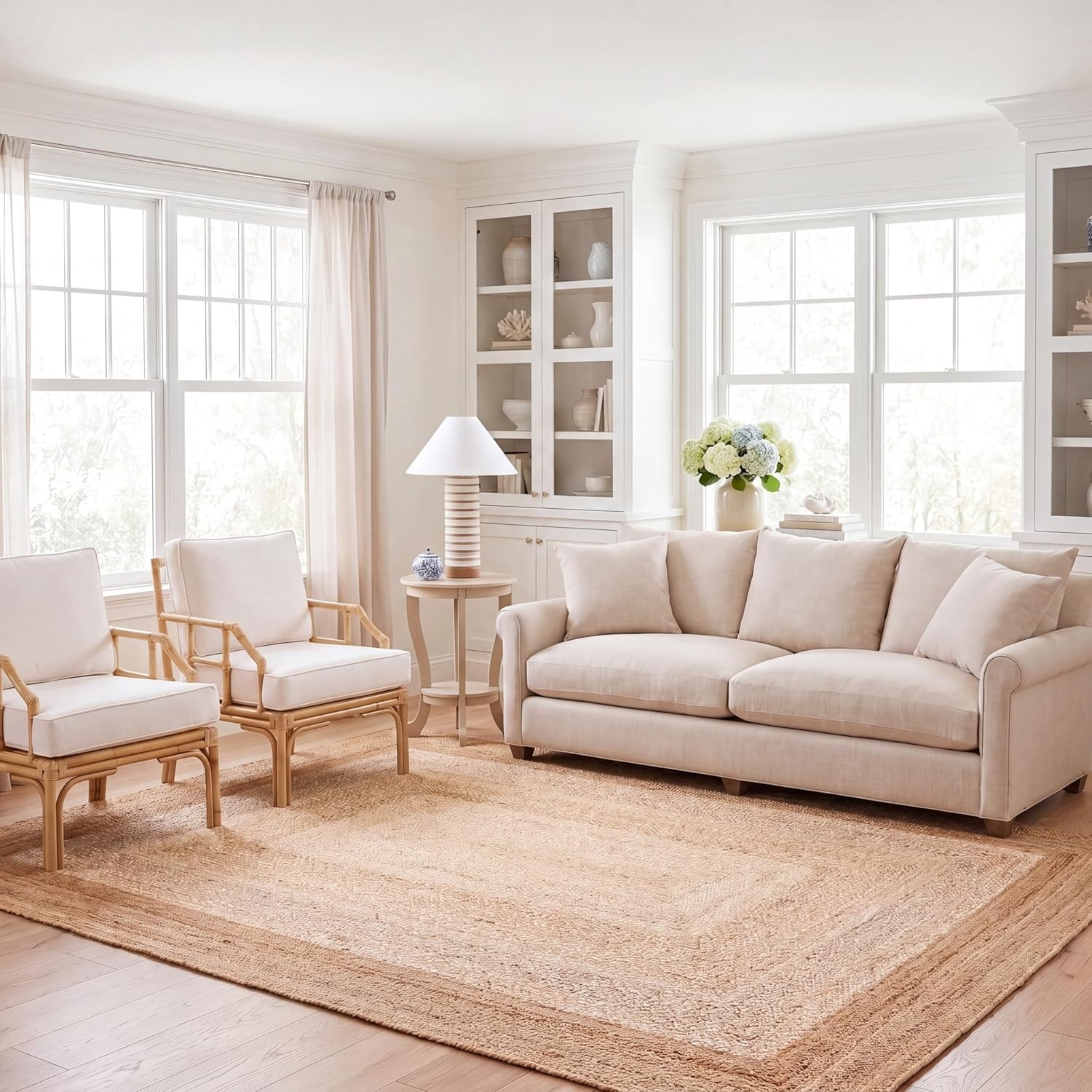 image:imageSAFAVIEH Natural Fiber Collection Area Rug 9 x 12 Natural amp Ivory Handmade Farmhouse Boho Coastal Rustic Jute Ideal for High Traffic Areas in Living Room Bedroom NF885BNaturalIvory