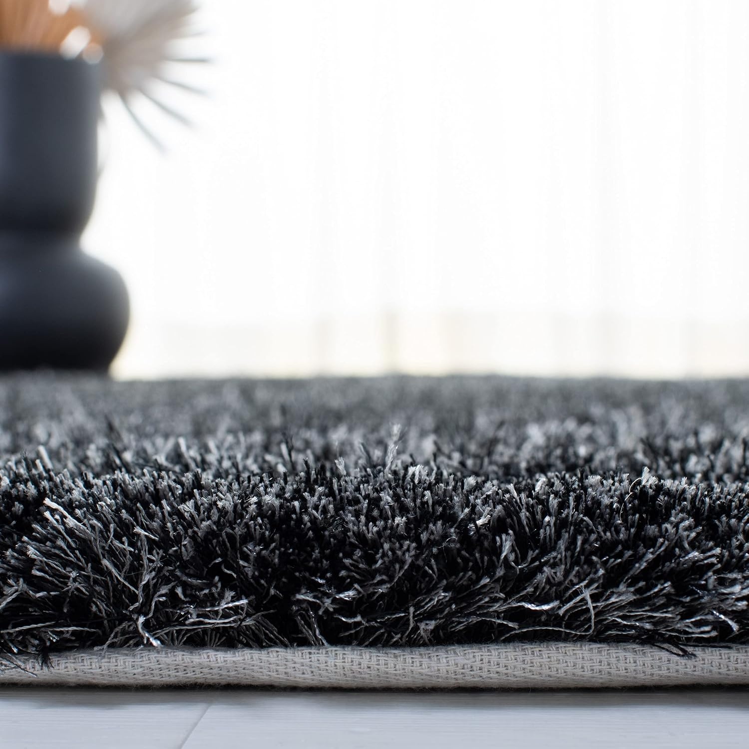 image:imageSAFAVIEH Paris Shag Collection Area Rug 9 x 12 Dark Beige Handmade Silken Glam 2inch Thick Ideal for High Traffic Areas in Living Room Bedroom SG512TDark Grey