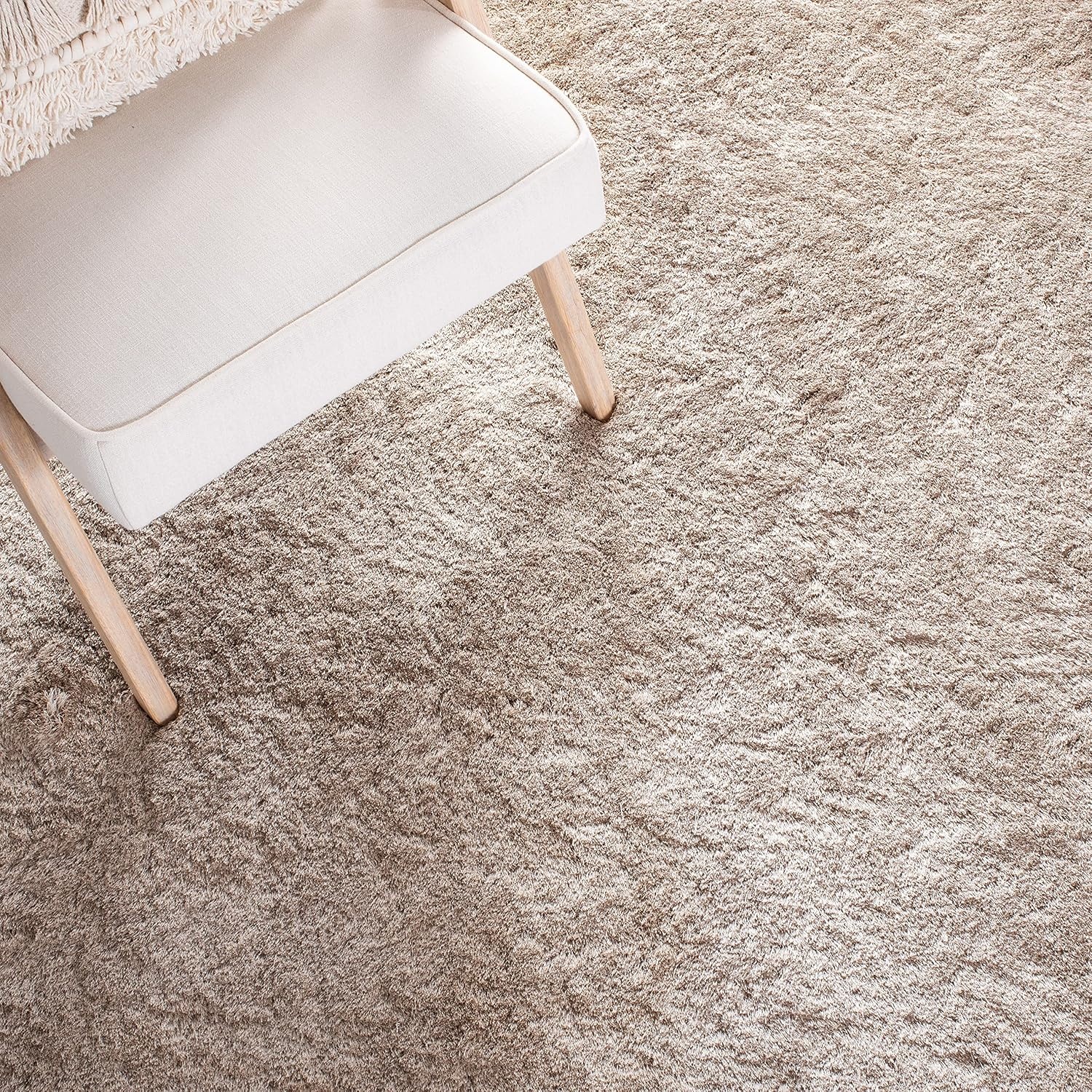 image:imageSAFAVIEH Paris Shag Collection Area Rug 9 x 12 Dark Beige Handmade Silken Glam 2inch Thick Ideal for High Traffic Areas in Living Room Bedroom SG512TDark Beige