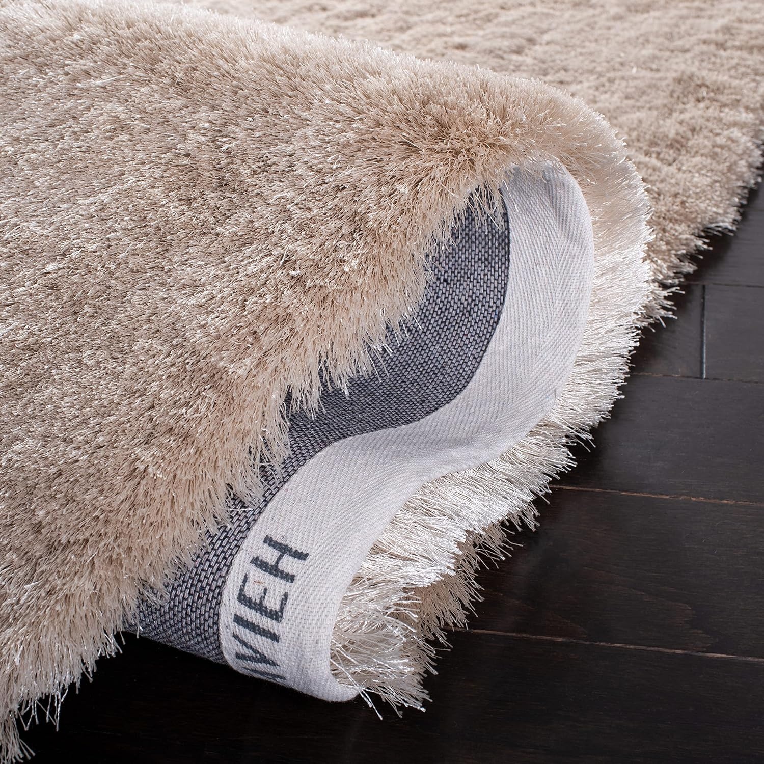 image:imageSAFAVIEH Paris Shag Collection Area Rug 9 x 12 Dark Beige Handmade Silken Glam 2inch Thick Ideal for High Traffic Areas in Living Room Bedroom SG512TDark Beige