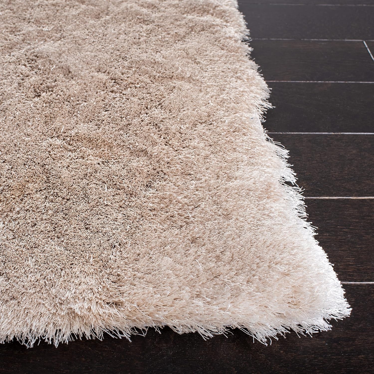 image:imageSAFAVIEH Paris Shag Collection Area Rug 9 x 12 Dark Beige Handmade Silken Glam 2inch Thick Ideal for High Traffic Areas in Living Room Bedroom SG512TDark Beige