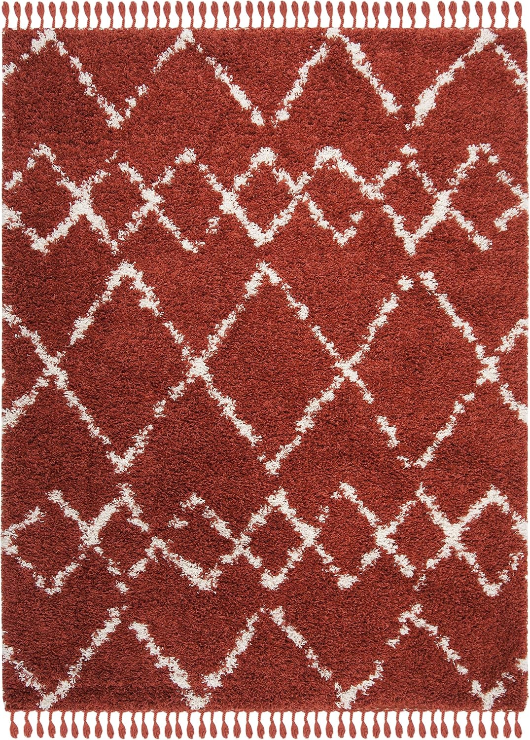 image:imageSAFAVIEH Pro Luxe Shag Collection Area Rug 9 x 12 Rust amp Creme Moroccan Boho Tassel NonShedding amp Easy Care 24inch Thick Ideal for High Traffic Areas in Living Room Bedroom PLX434P