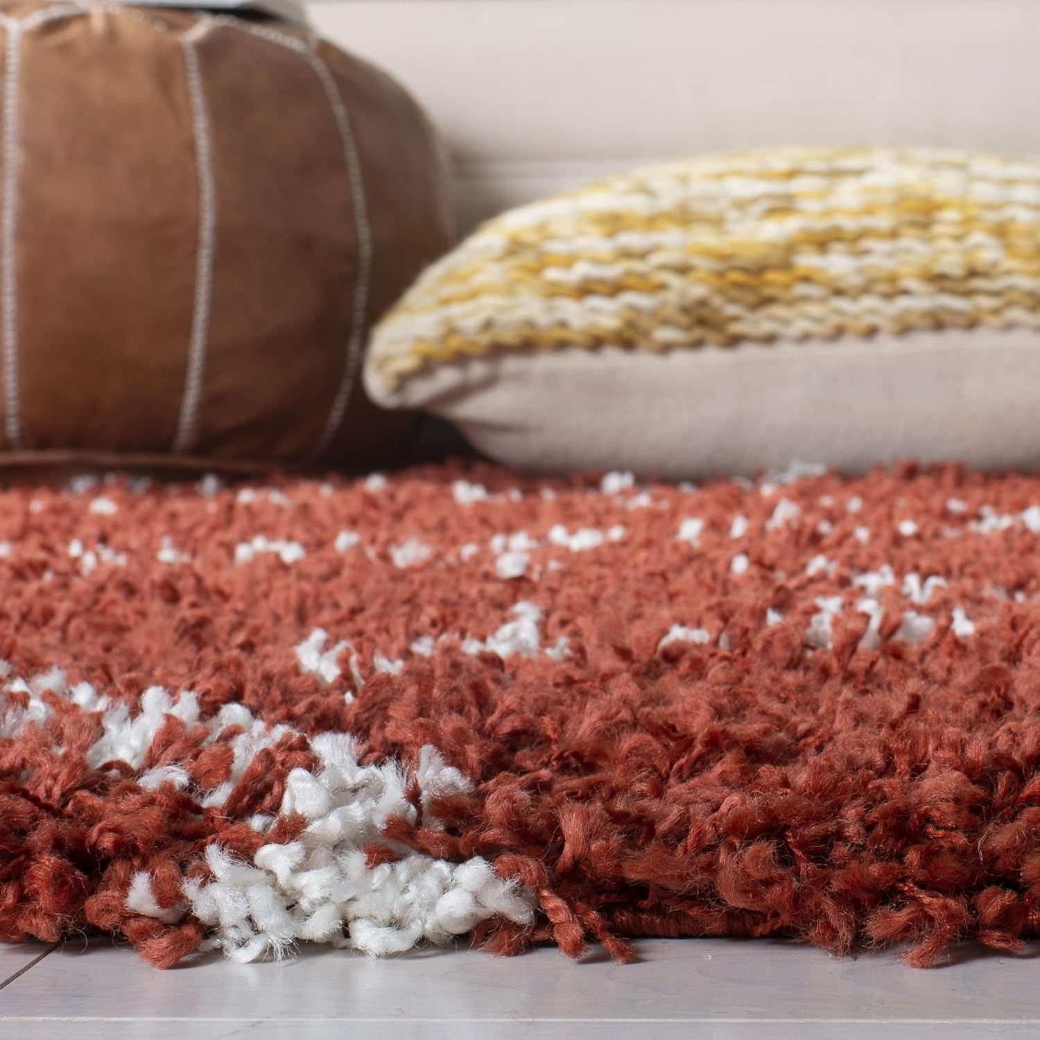 image:imageSAFAVIEH Pro Luxe Shag Collection Area Rug 9 x 12 Rust amp Creme Moroccan Boho Tassel NonShedding amp Easy Care 24inch Thick Ideal for High Traffic Areas in Living Room Bedroom PLX434P