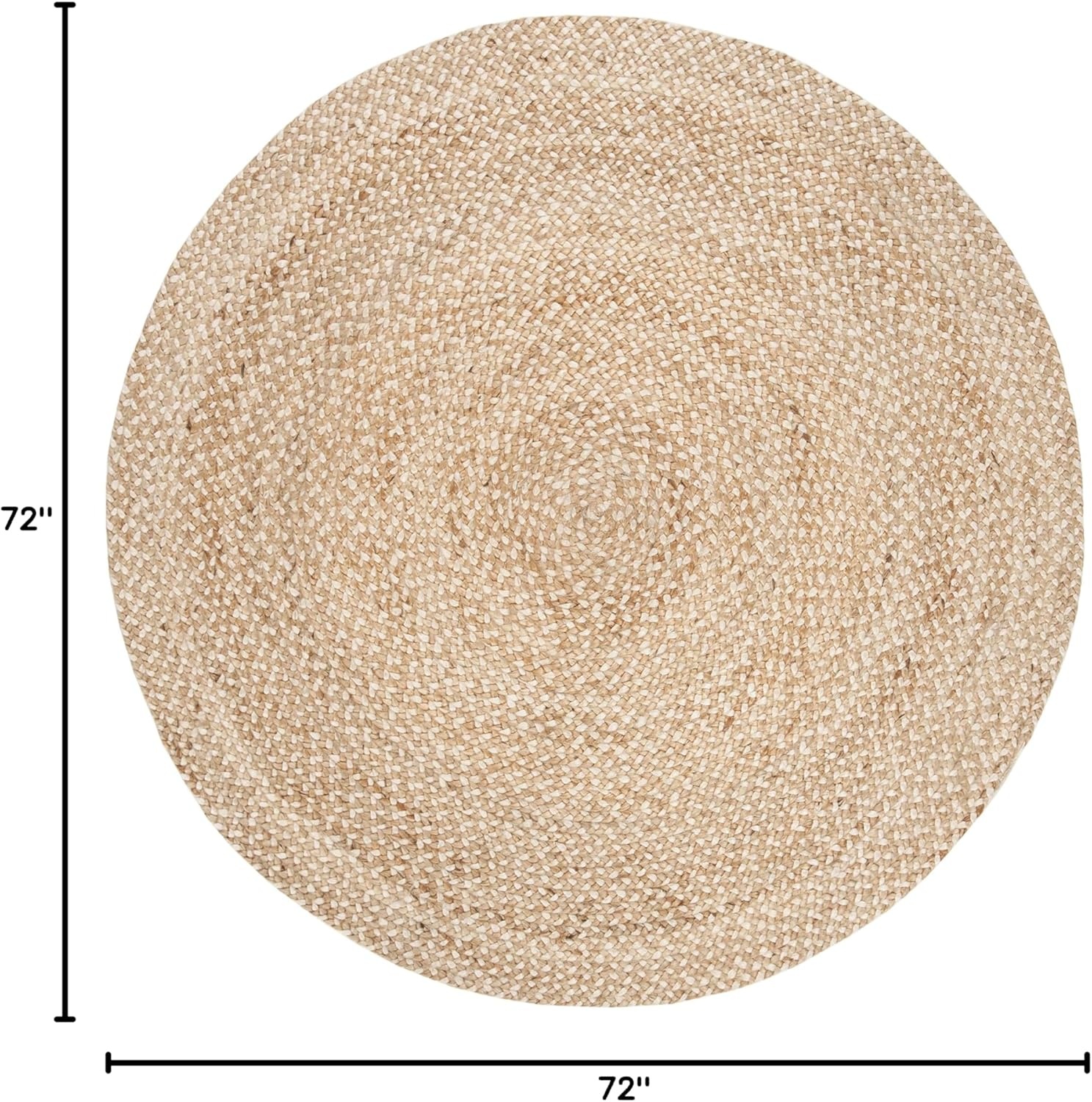 image:imageSAFAVIEH Round Rug 12 Natural Fiber Collection Natural amp Ivory Handmade Jute Braided Design Ideal for Living Room Bedroom Dining Space NF804BNaturalIvory