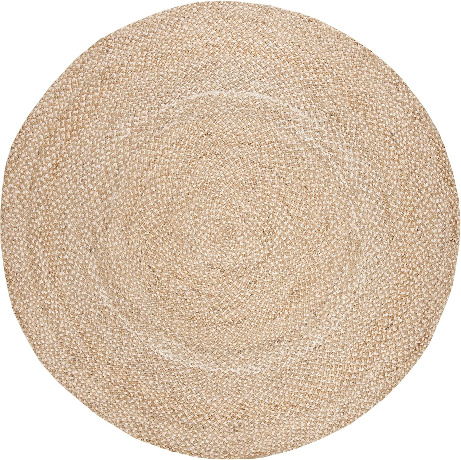 image:imageSAFAVIEH Round Rug 12 Natural Fiber Collection Natural amp Ivory Handmade Jute Braided Design Ideal for Living Room Bedroom Dining Space NF804BNaturalIvory