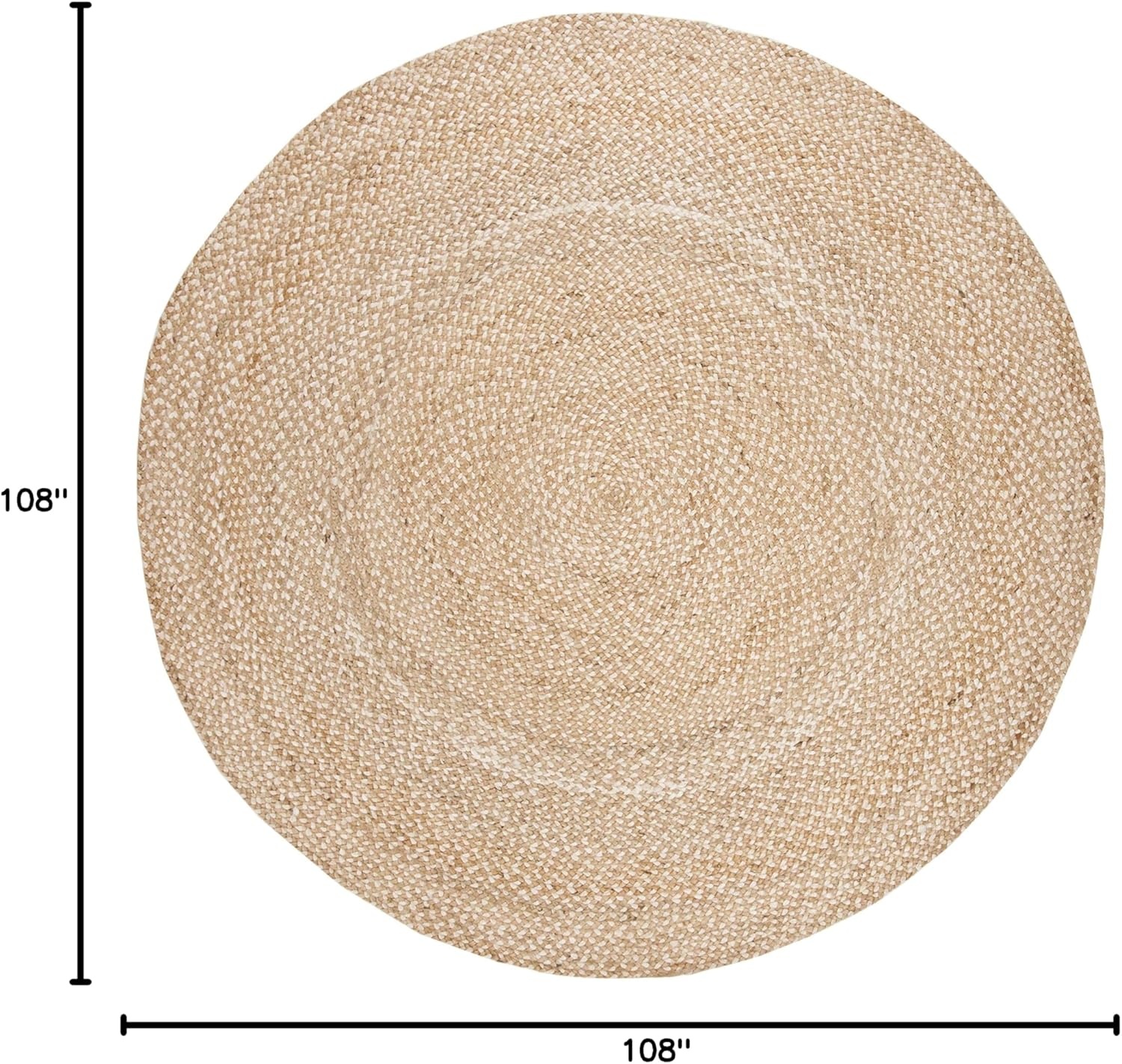 image:imageSAFAVIEH Round Rug 12 Natural Fiber Collection Natural amp Ivory Handmade Jute Braided Design Ideal for Living Room Bedroom Dining Space NF804BNaturalIvory