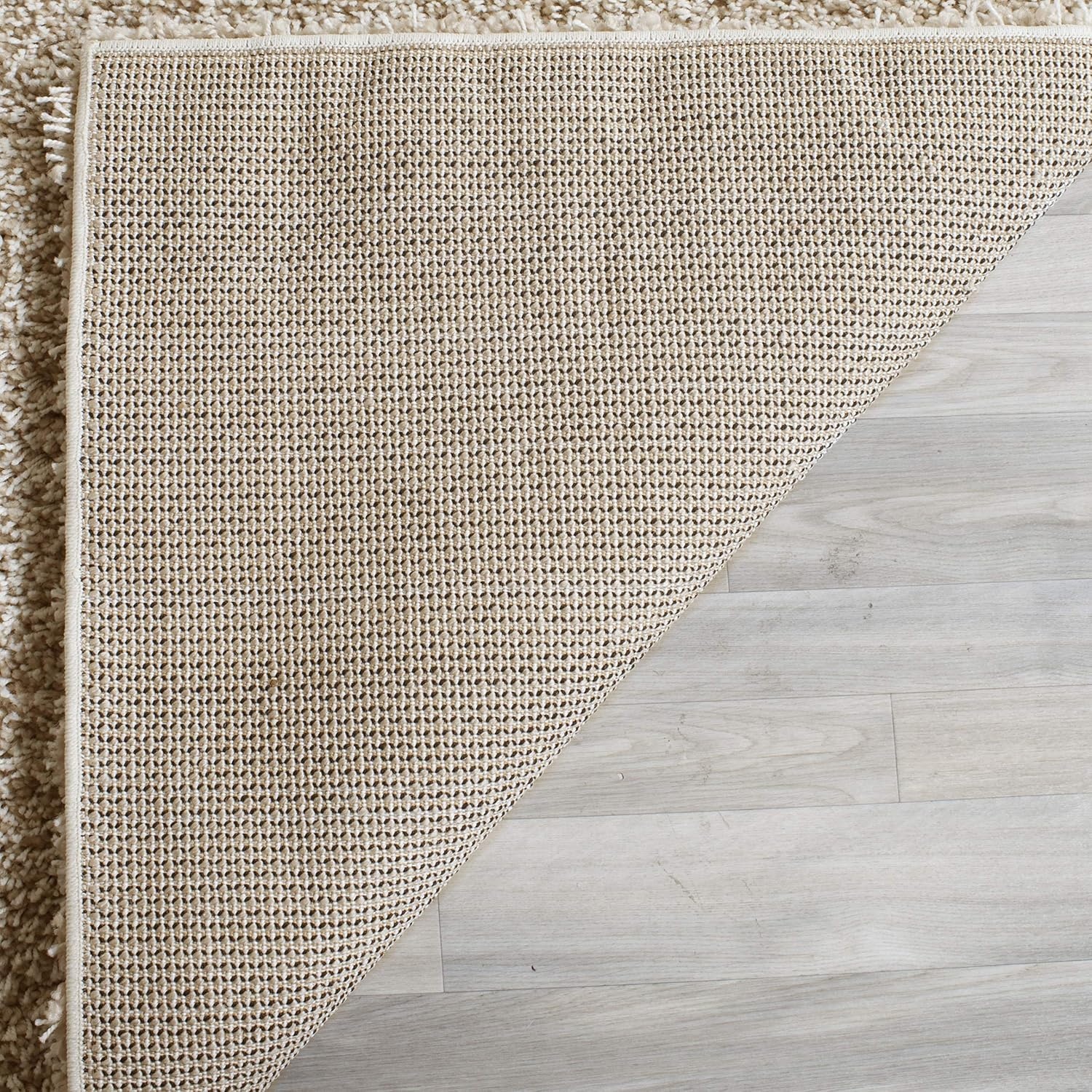 image:imageSAFAVIEH Santa Monica Shag Collection 8 x 10 Navy SGN725 Solid NonShedding Living Room Bedroom Dining Room Entryway Plush 2inch Thick Area RugBeige