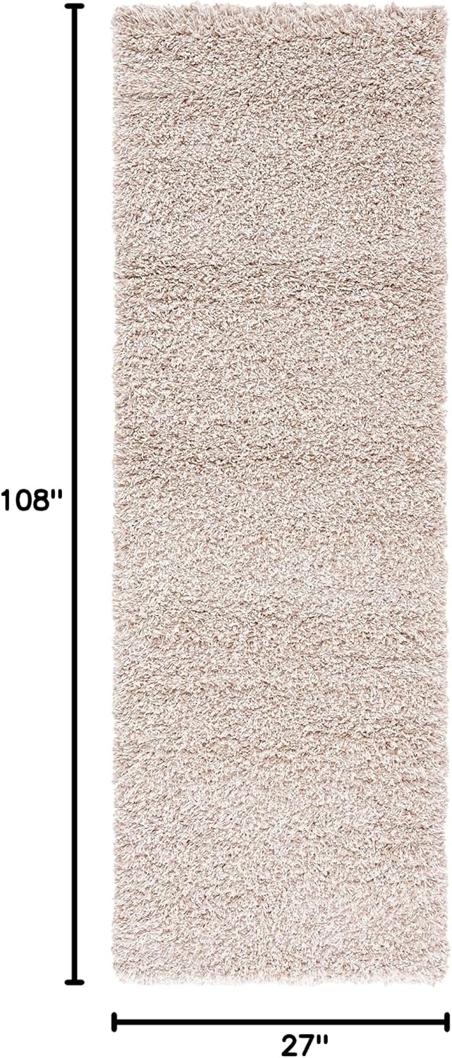 image:imageSAFAVIEH Santa Monica Shag Collection 8 x 10 Navy SGN725 Solid NonShedding Living Room Bedroom Dining Room Entryway Plush 2inch Thick Area RugBeige